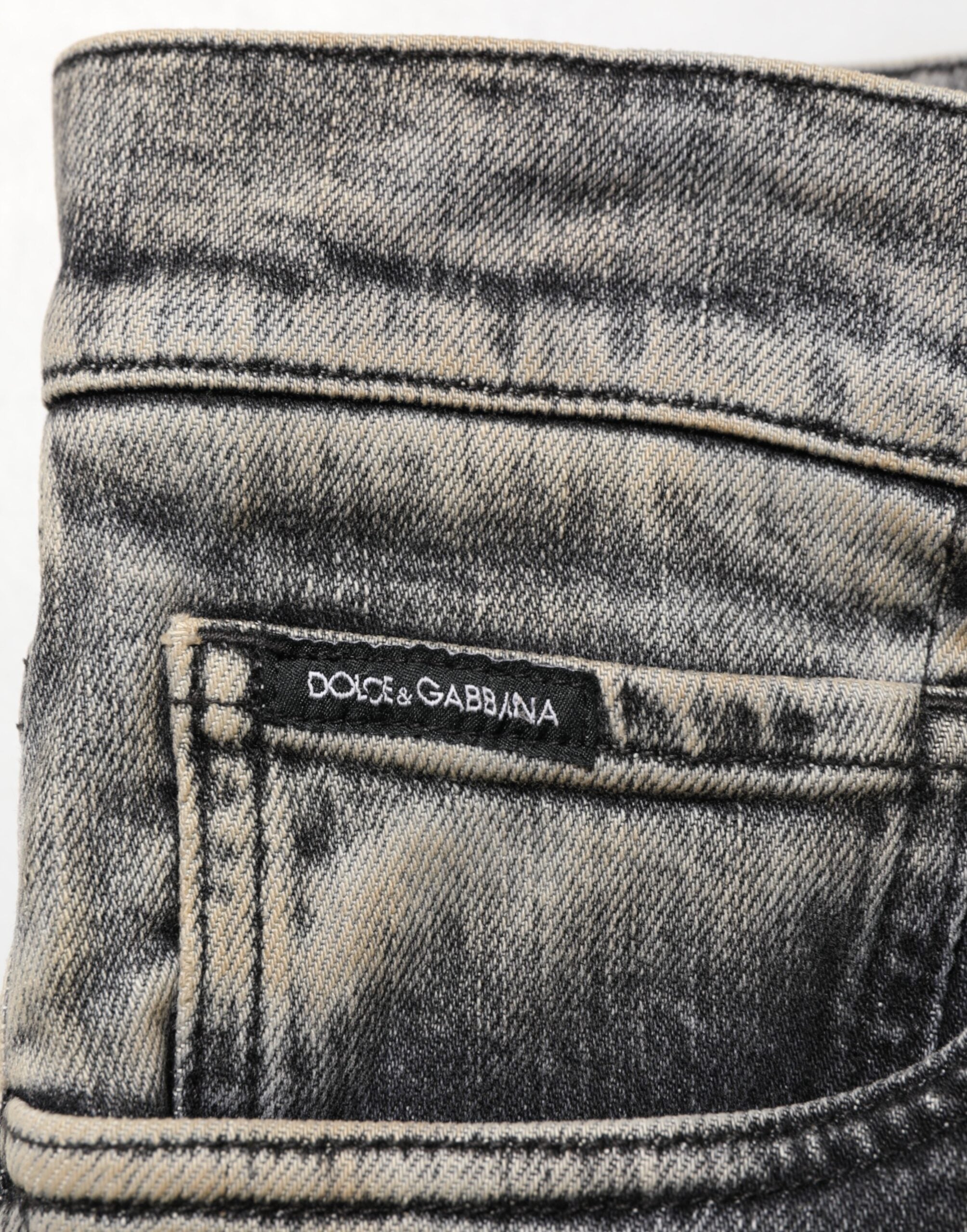 Vaqueros ajustados de algodón elástico gris Dolce & Gabbana para hombre-6