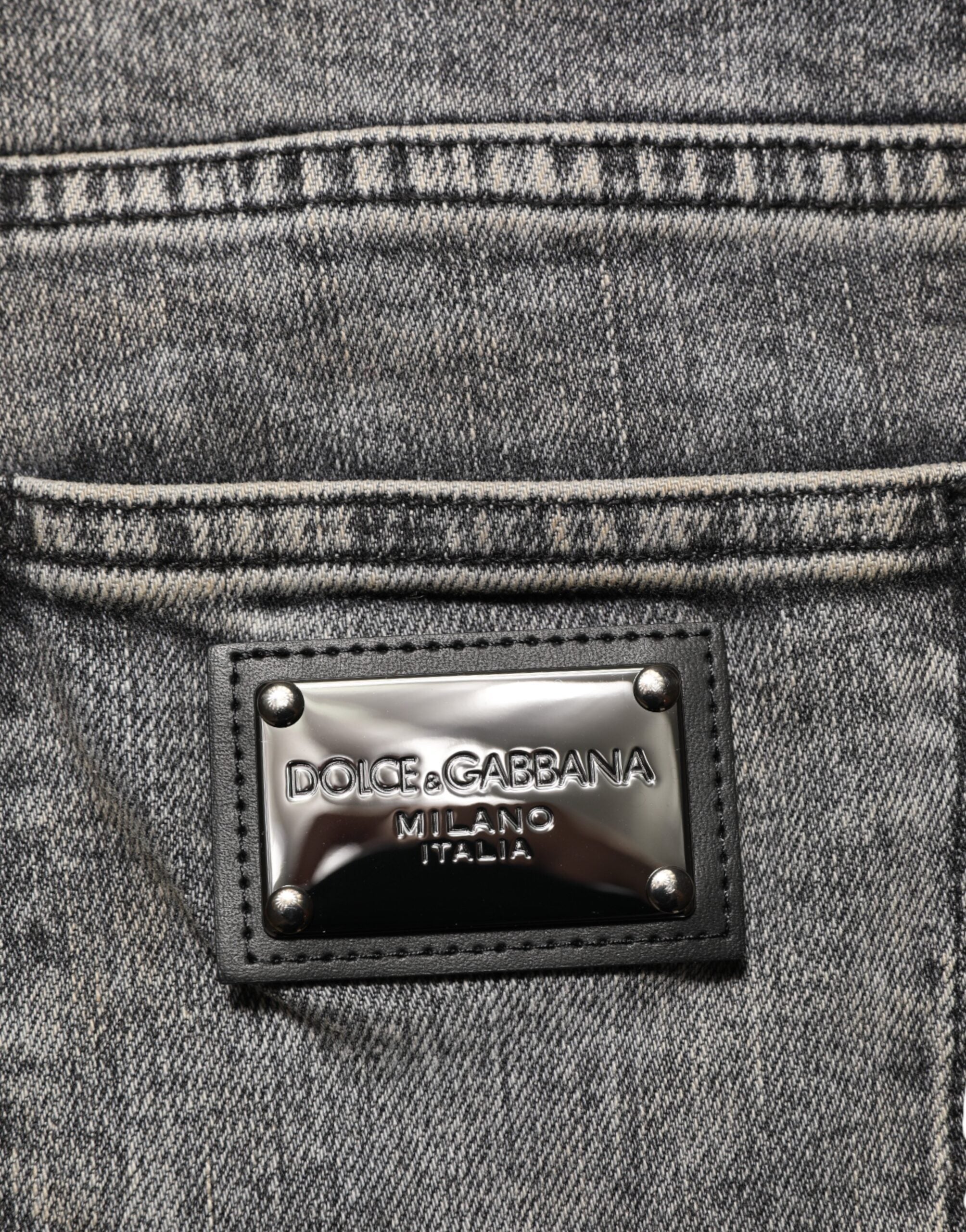 Vaqueros ajustados de algodón elástico gris Dolce & Gabbana para hombre-7