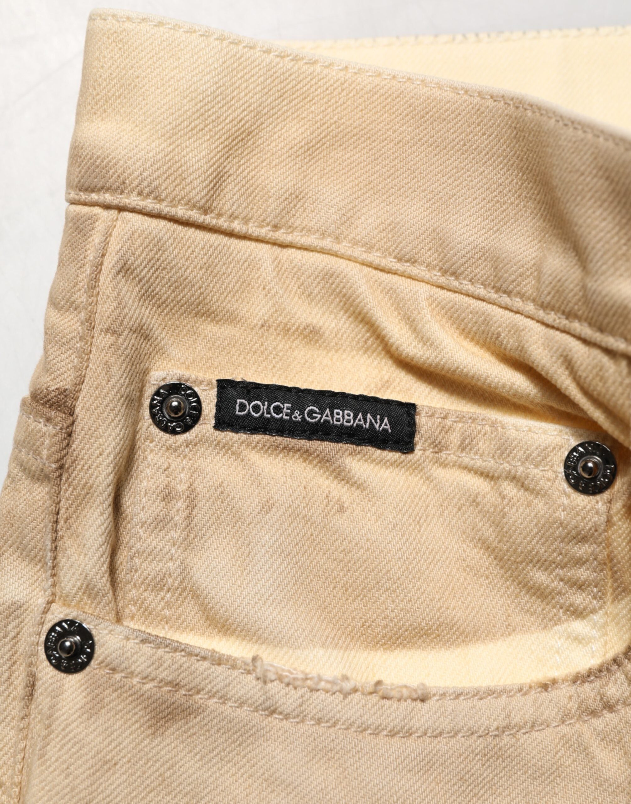 Vaqueros de mezclilla holgados de algodón beige de Dolce & Gabbana para hombre-6
