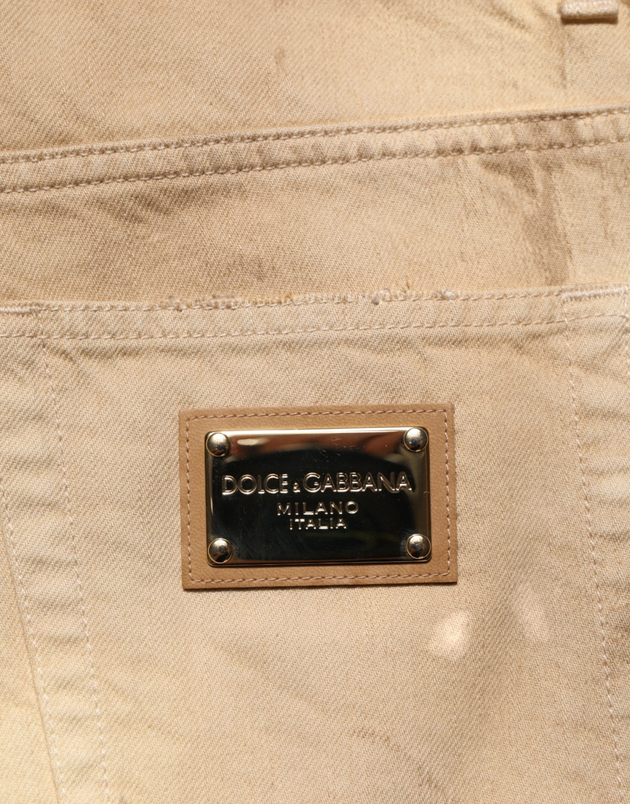 Vaqueros de mezclilla holgados de algodón beige de Dolce & Gabbana para hombre-7