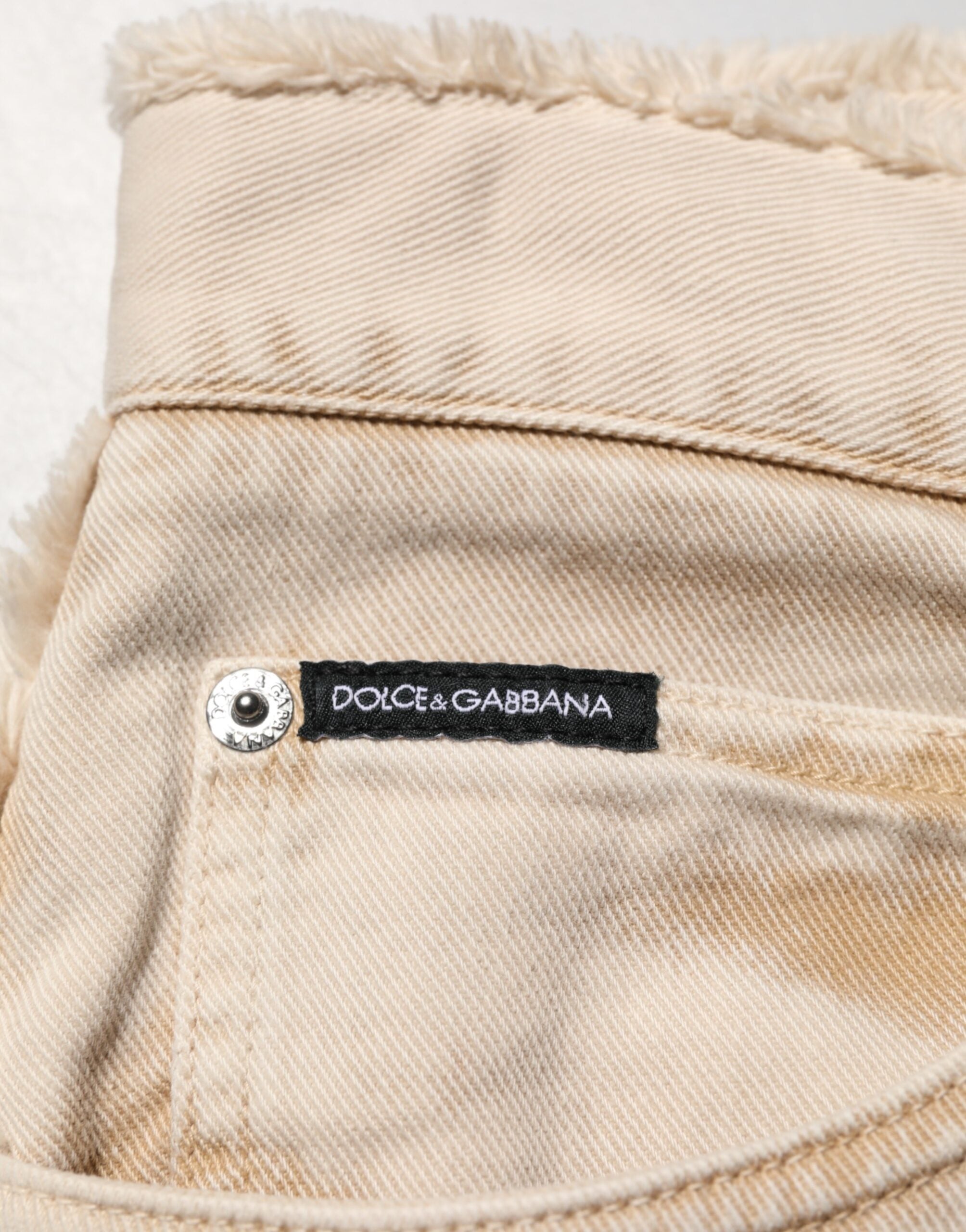 Dolce & Gabbana Beige Cotton Straight Denim Trousers-6
