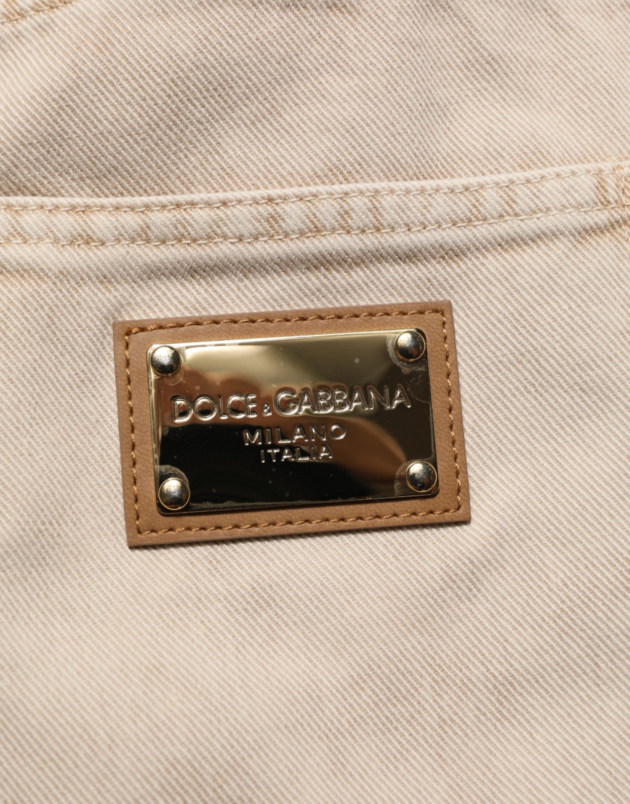 Dolce & Gabbana Beige Cotton Straight Denim Trousers-7