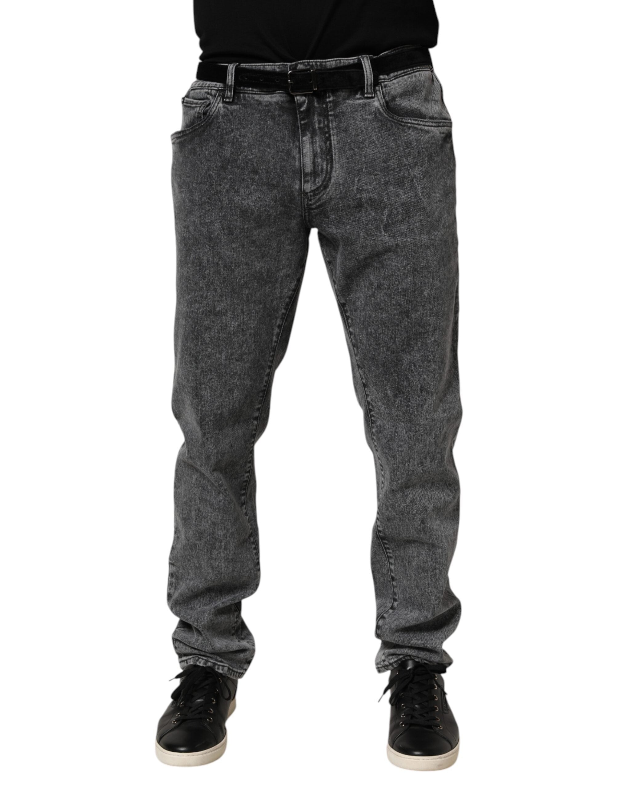 Dolce & Gabbana Grey Slim Fit Denim Trousers in Cotton-2