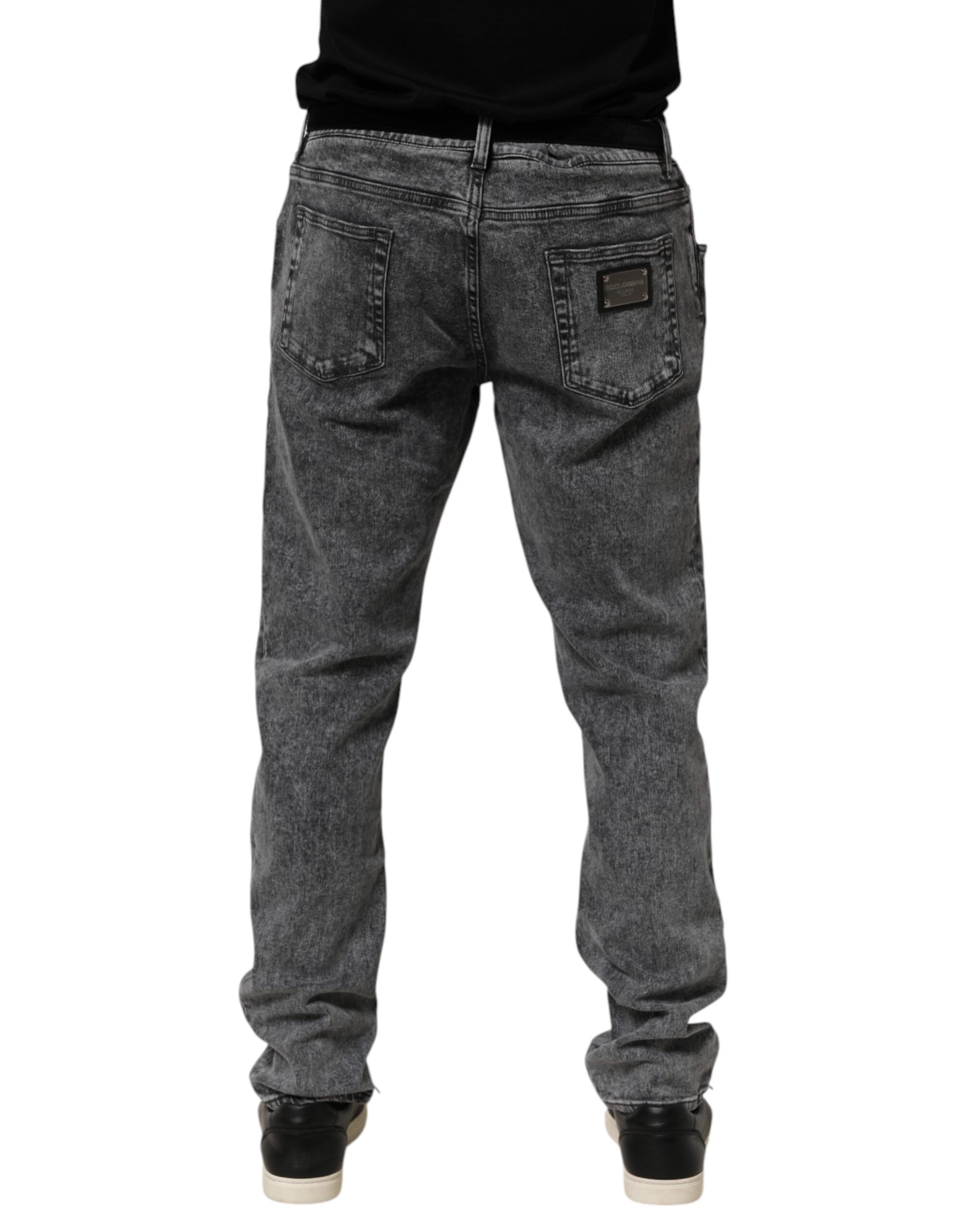 Dolce & Gabbana Grey Slim Fit Denim Trousers in Cotton-4