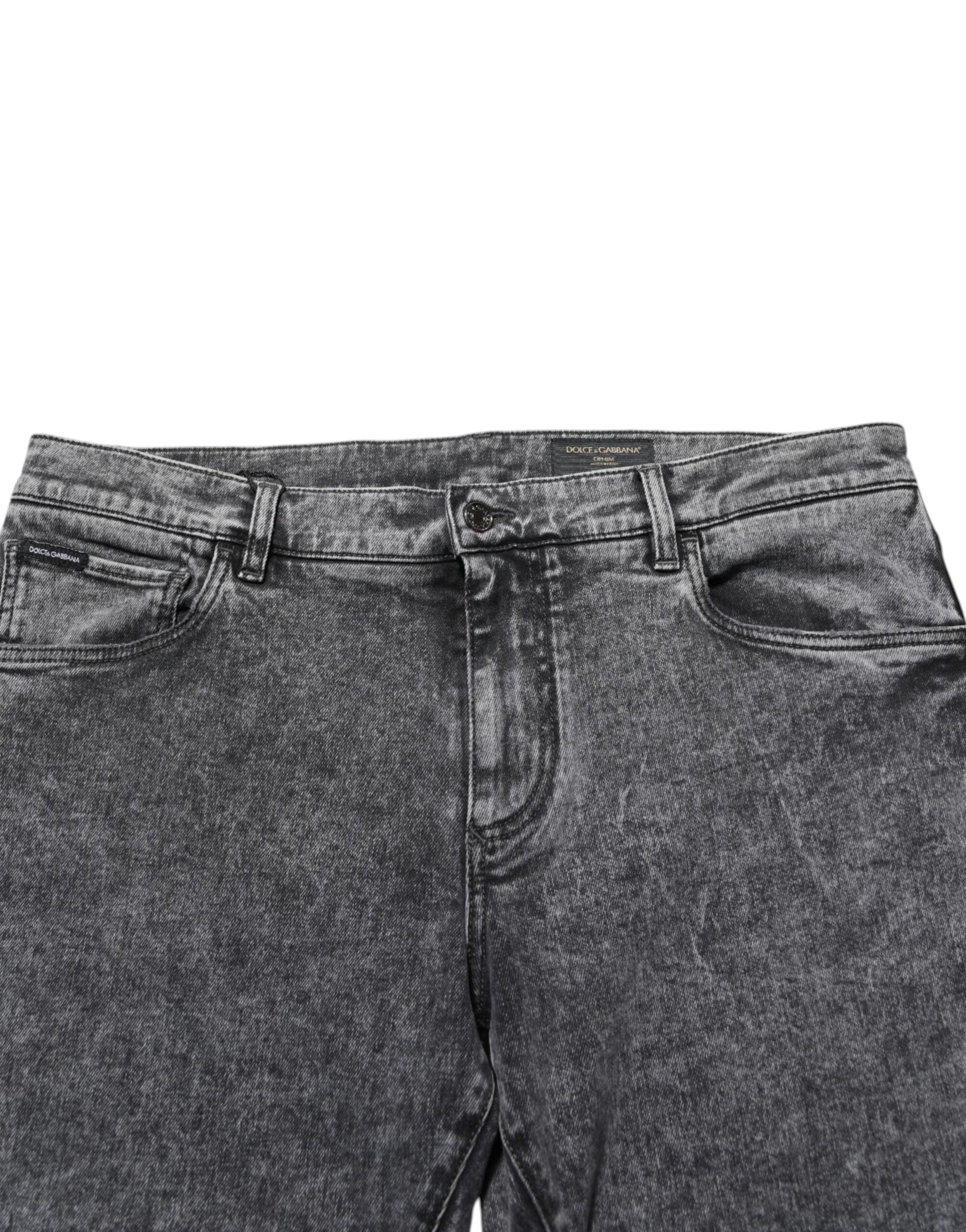 Dolce & Gabbana Grey Slim Fit Denim Trousers in Cotton-5
