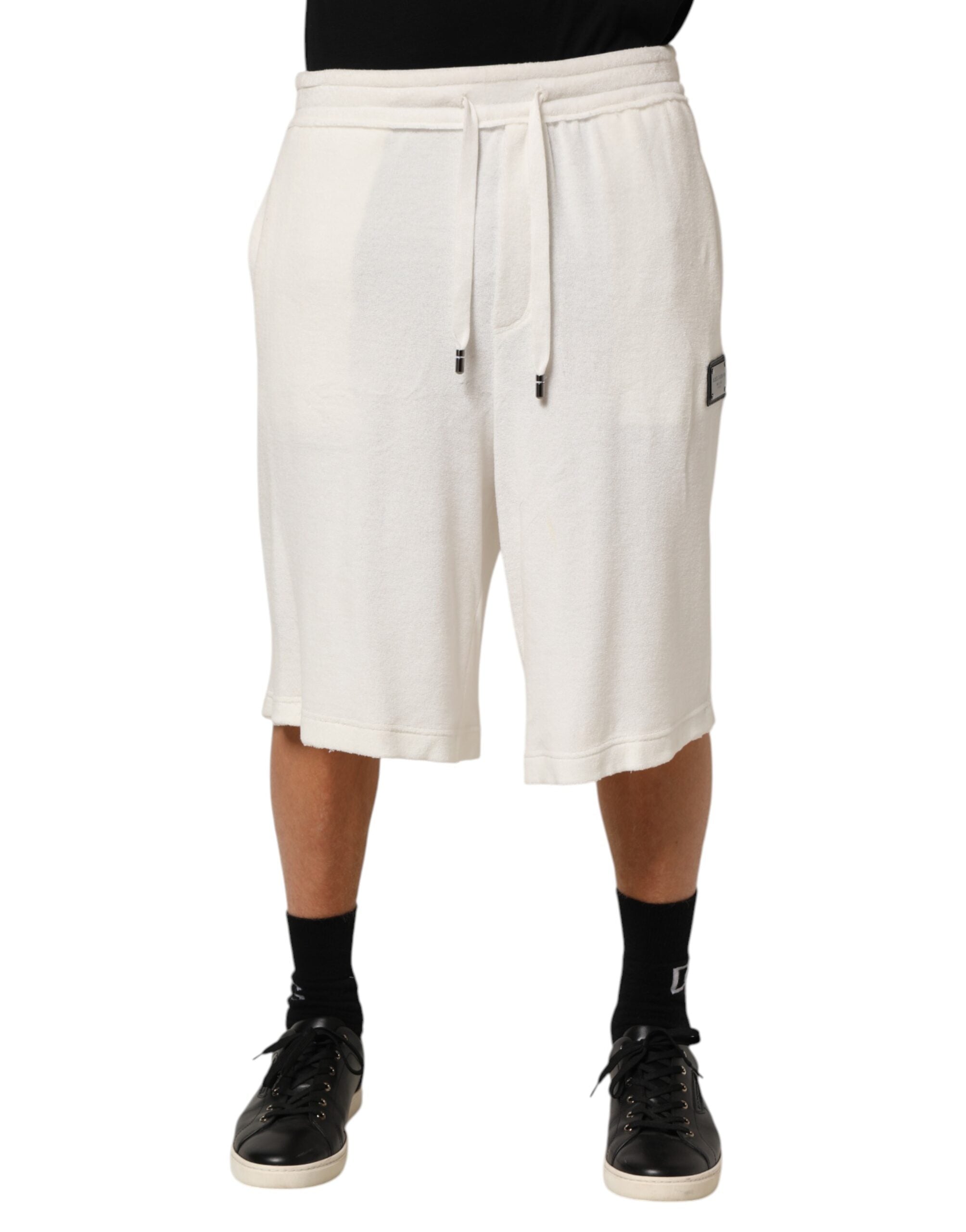Dolce & Gabbana Weiße Baumwolle Logo Plaque Männer Bermuda Shorts-2