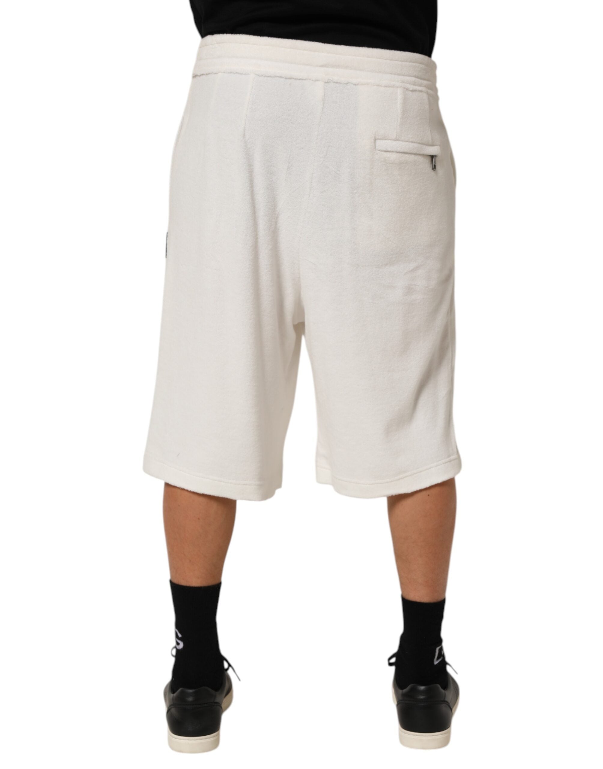 Dolce & Gabbana Weiße Baumwolle Logo Plaque Männer Bermuda Shorts-4