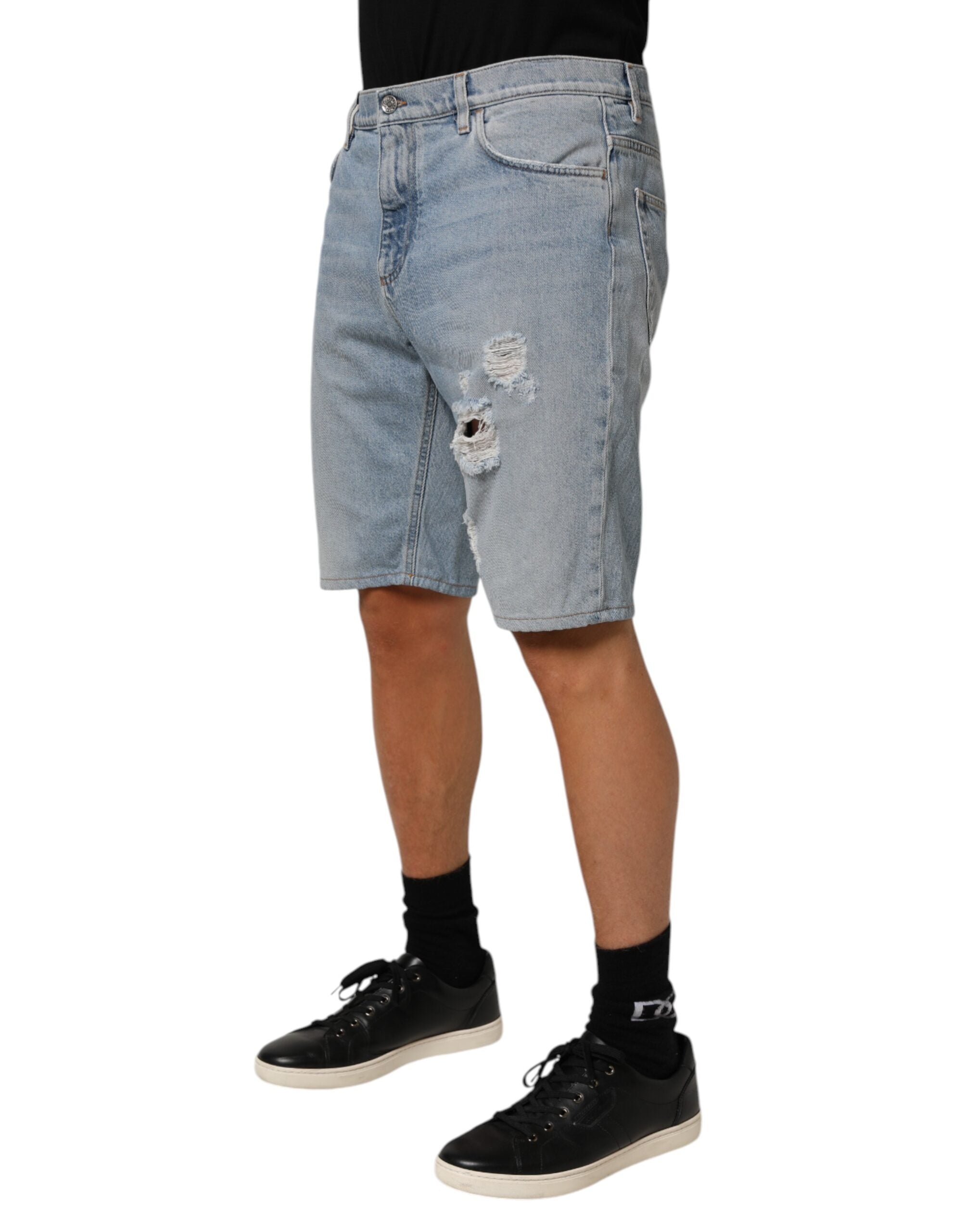Bermudas Dolce & Gabbana en denim distorsionado de algodón azul-3