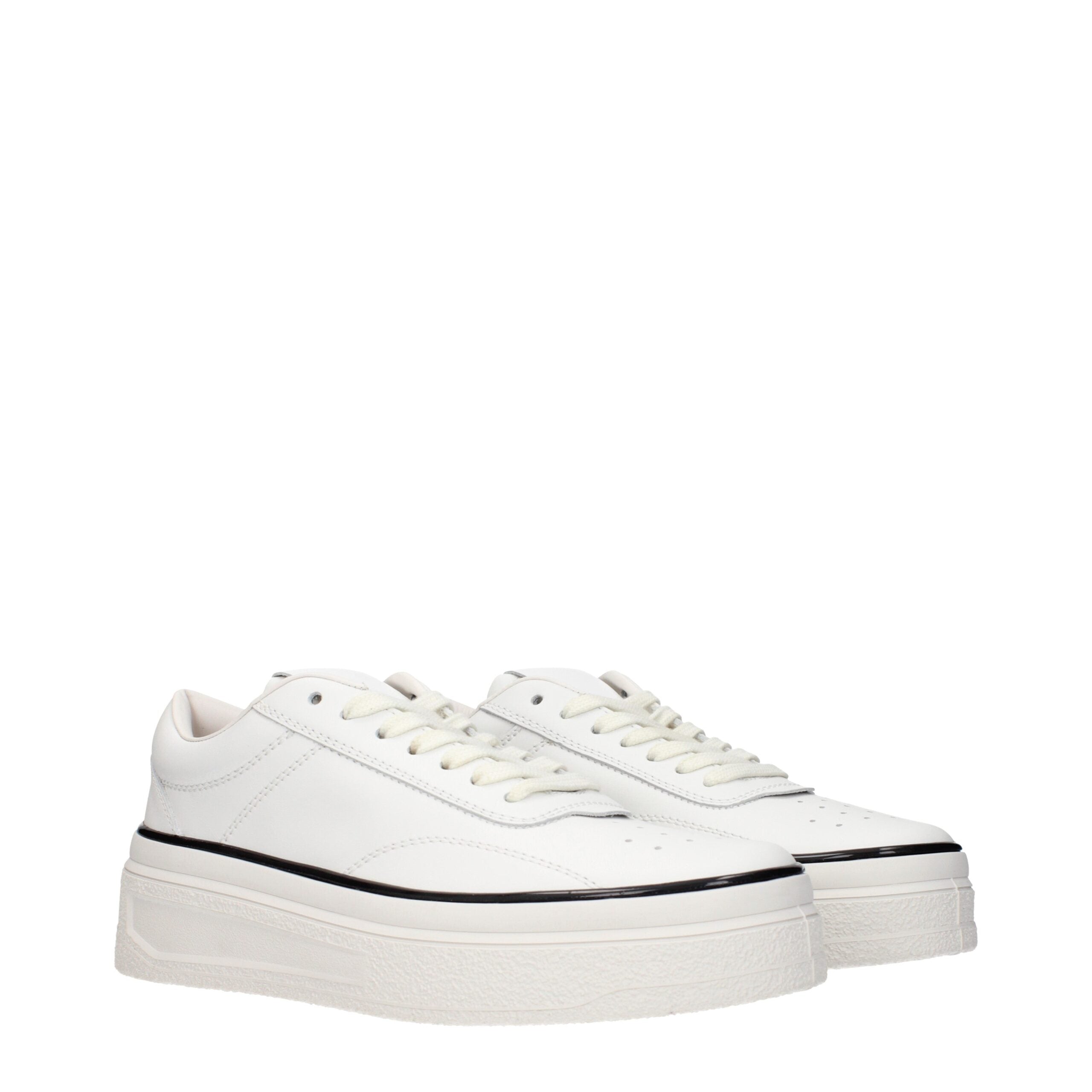 Jil Sander Weiße Leder Plateau-Sneaker-2