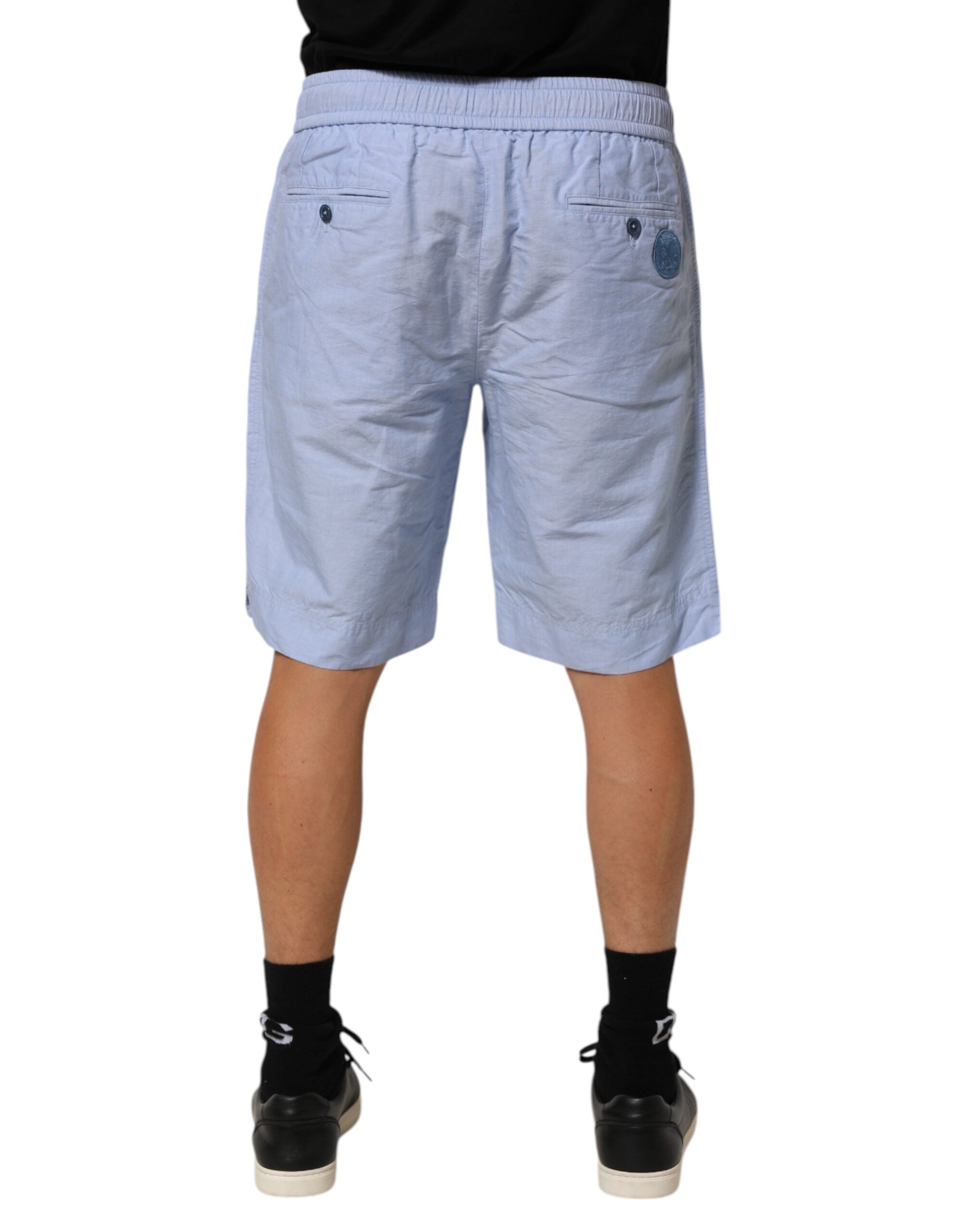 Dolce & Gabbana Hellblaue Leinen Bermudashorts für Männer mit mittlerer Taille-4