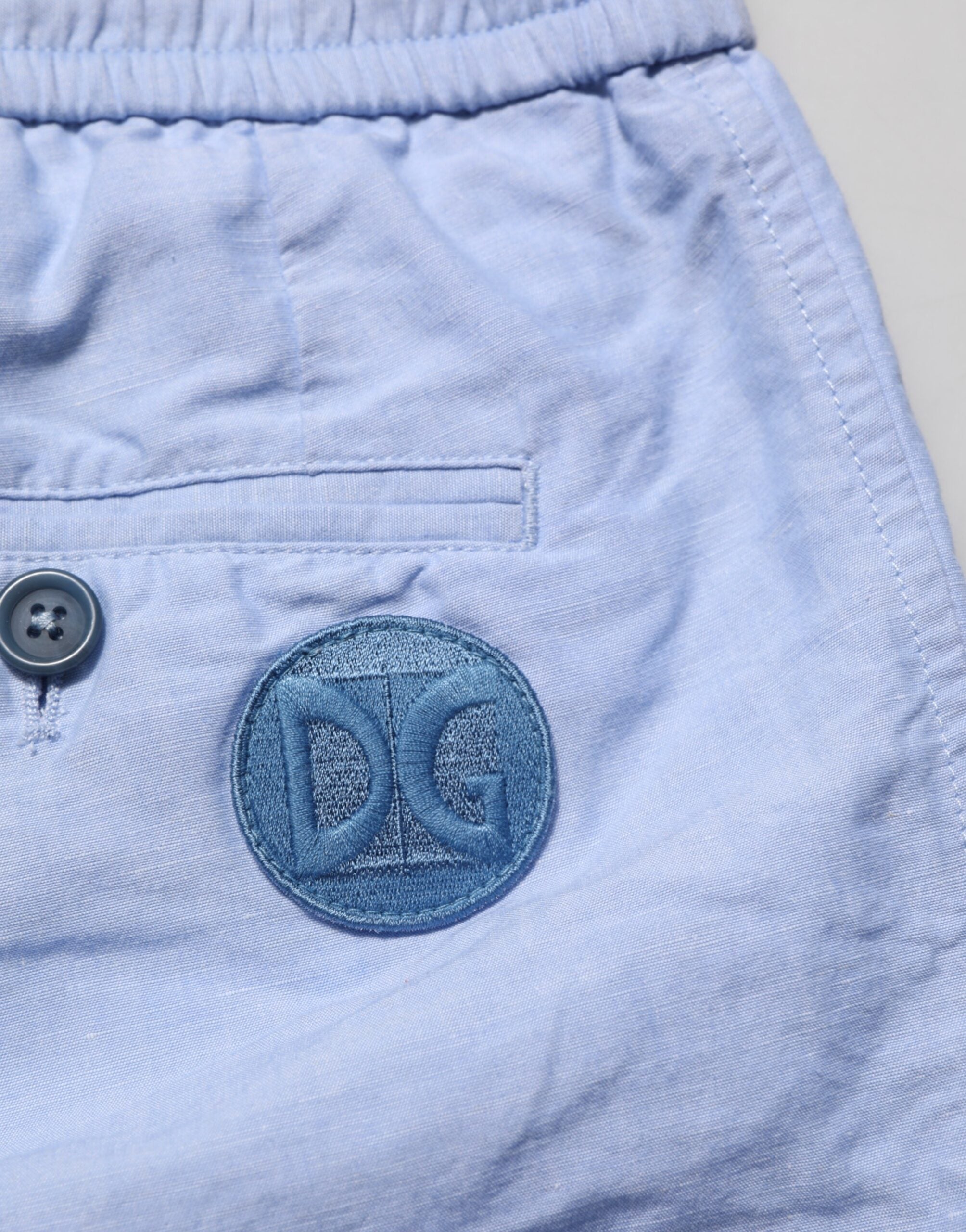 Dolce & Gabbana Hellblaue Leinen Bermudashorts für Männer mit mittlerer Taille-6