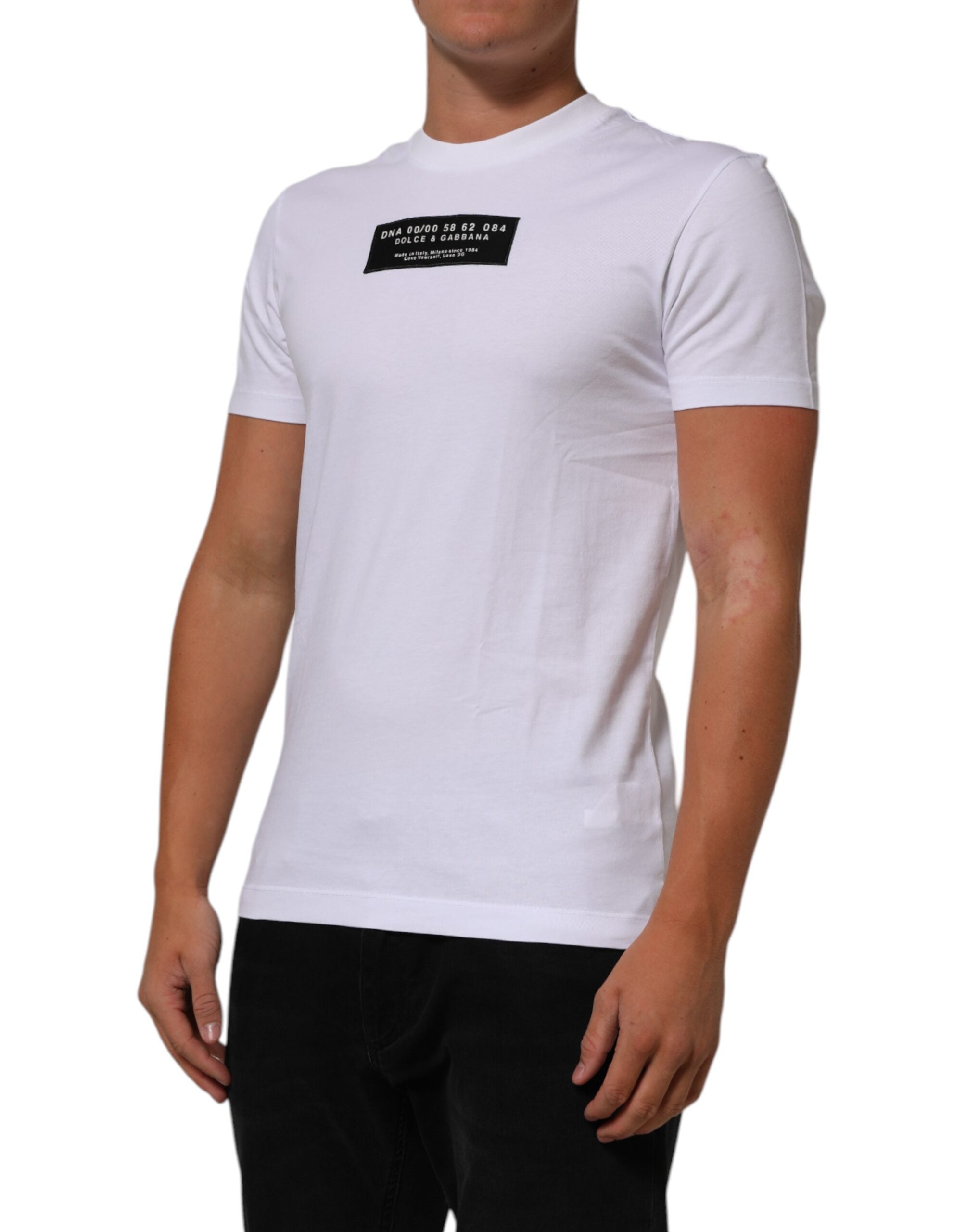 Dolce & Gabbana Weißes T-Shirt mit Rundhalsausschnitt und Logodruck aus Baumwolle für Männer-3