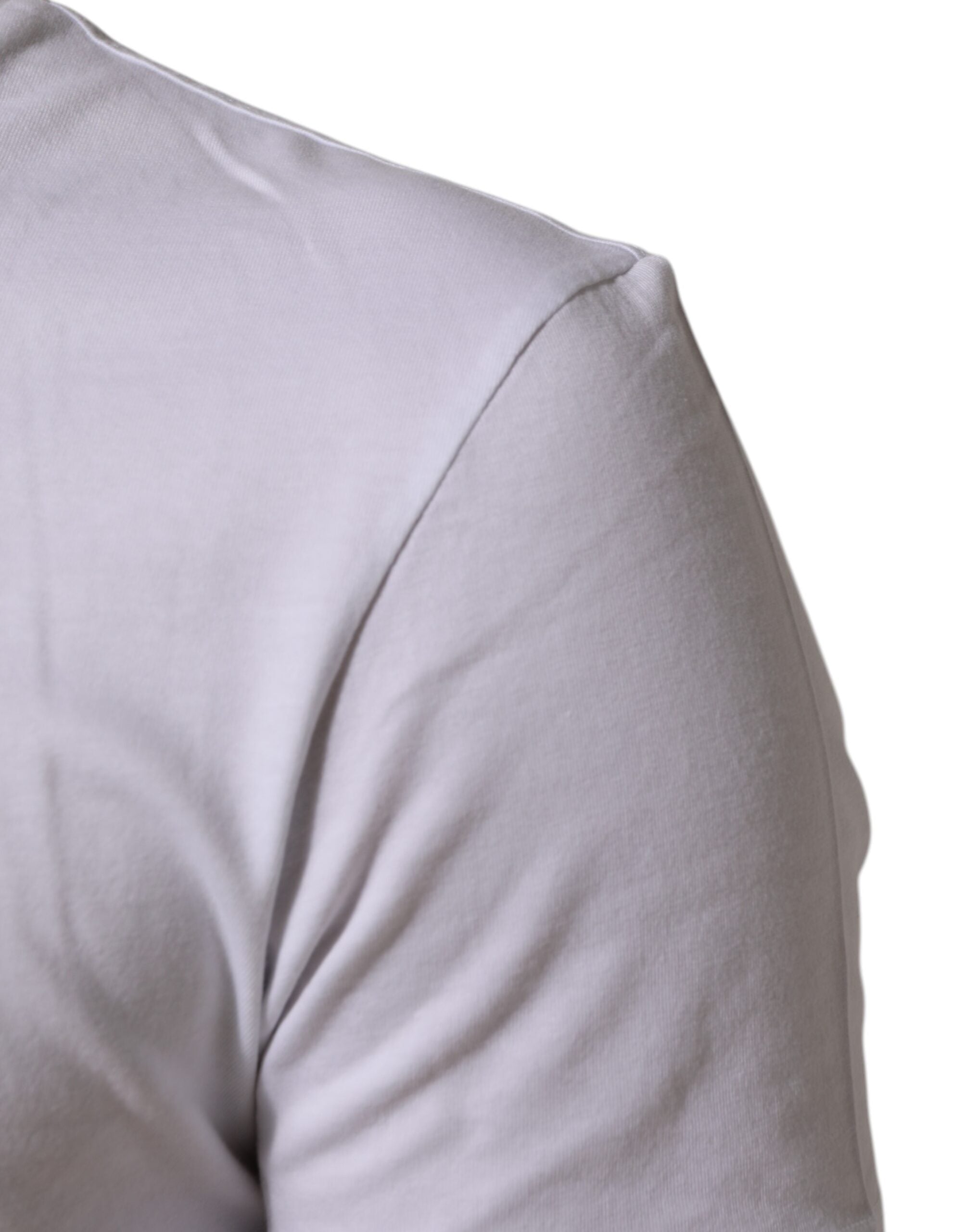 Dolce & Gabbana Weißes T-Shirt mit Rundhalsausschnitt und Logodruck aus Baumwolle für Männer-6