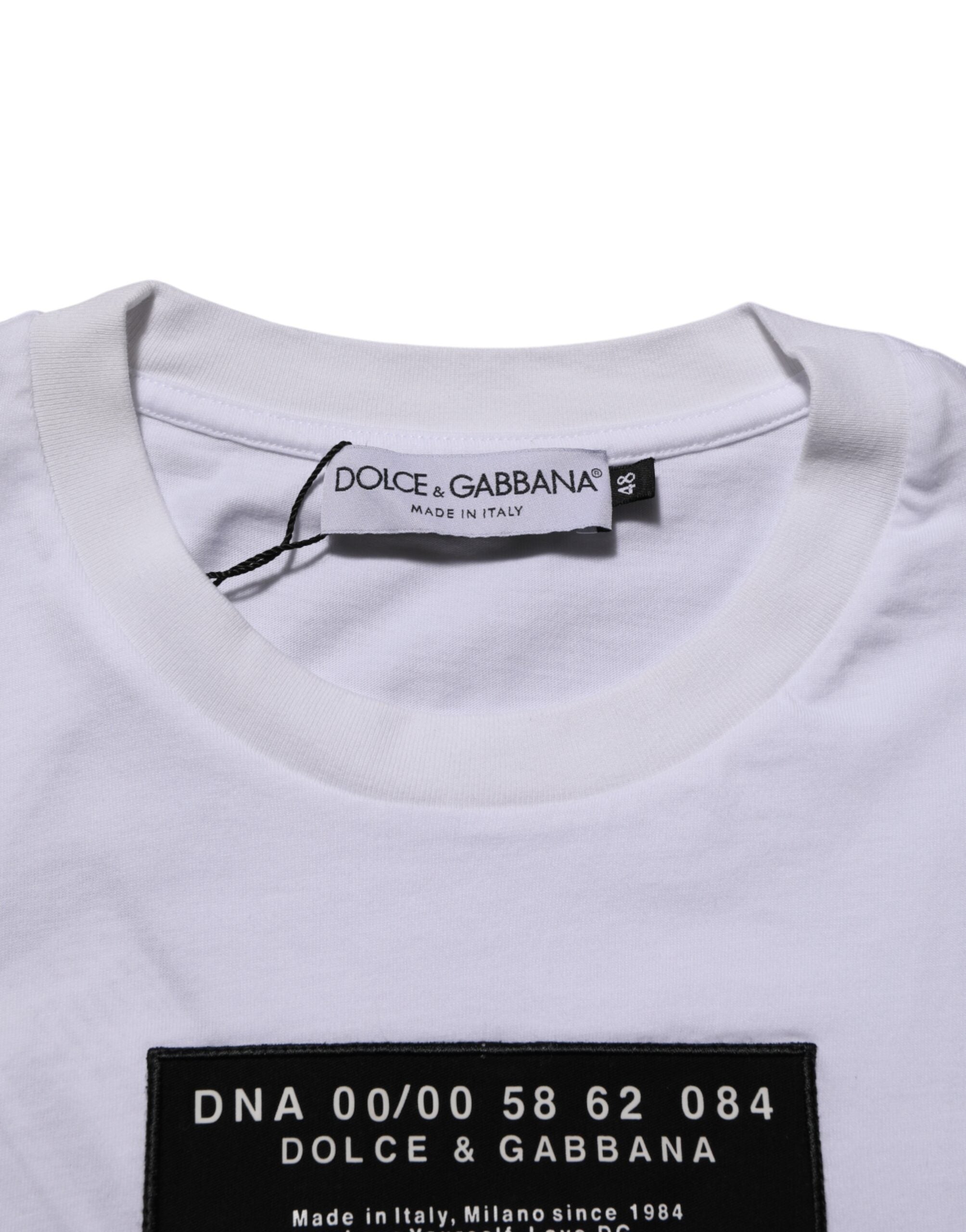 Dolce & Gabbana Weißes T-Shirt mit Rundhalsausschnitt und Logodruck aus Baumwolle für Männer-7
