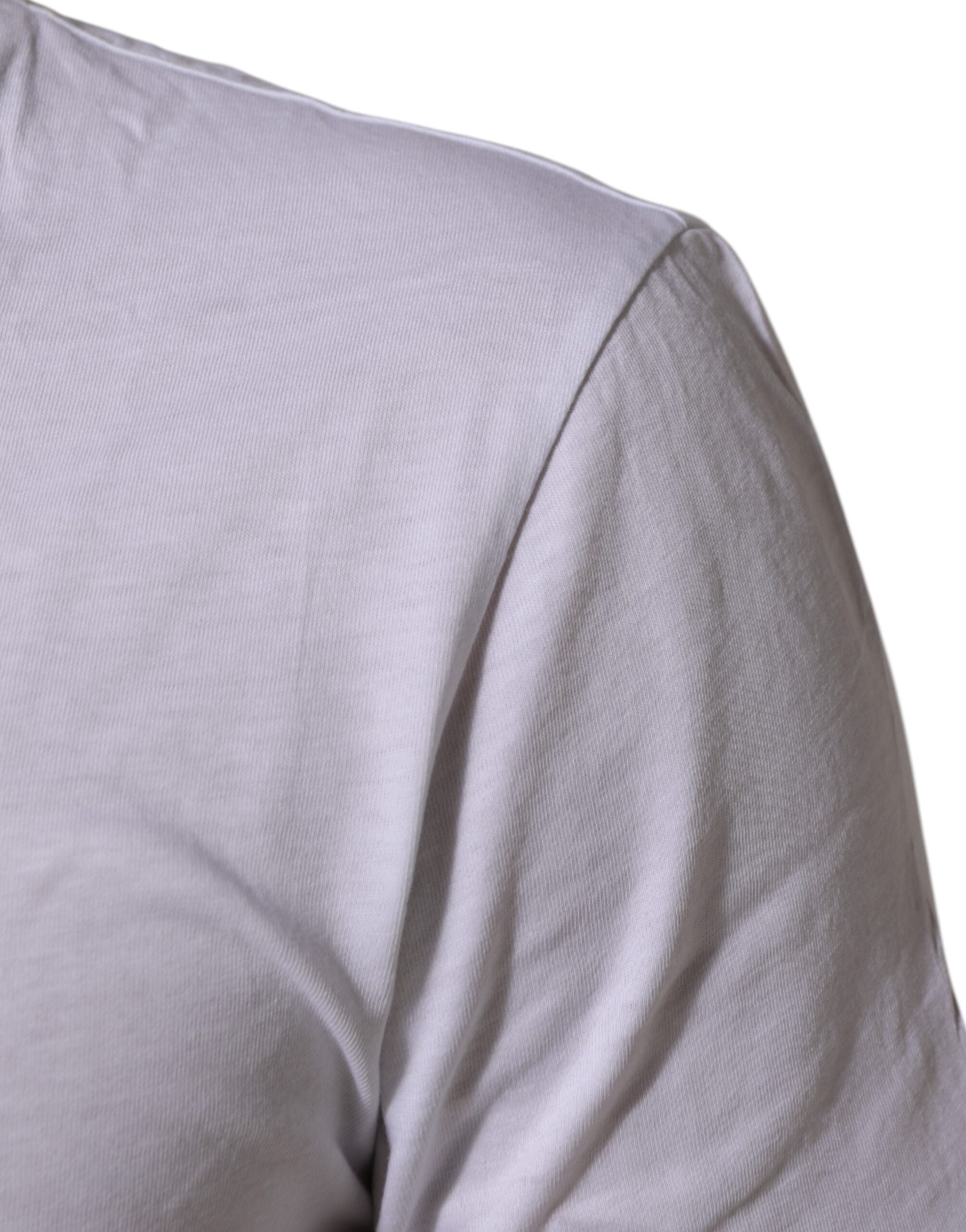Dolce & Gabbana white T-shirt with round neck and logo print, made of cotton-6
