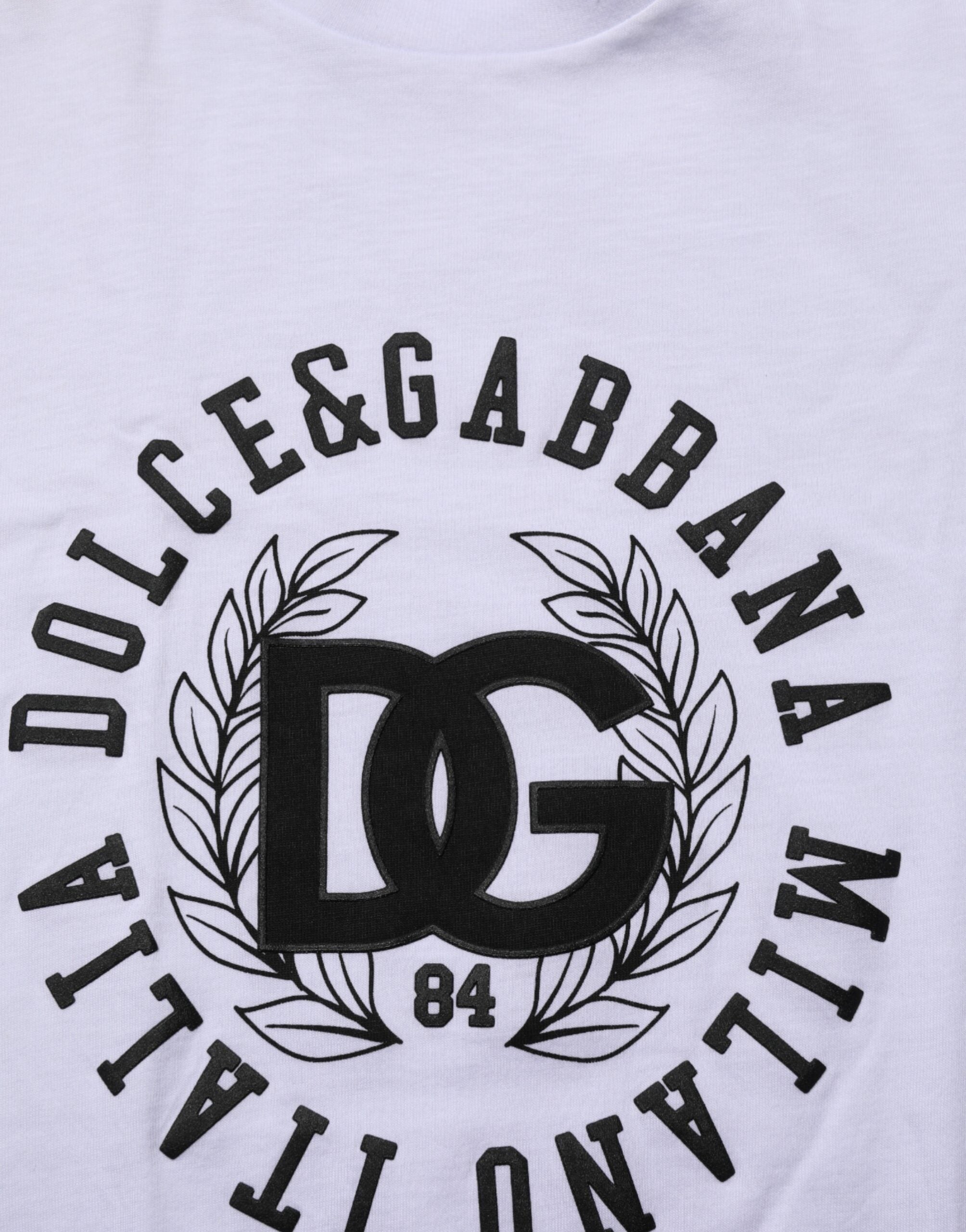 Dolce & Gabbana white T-shirt with round neck and logo print, made of cotton-8