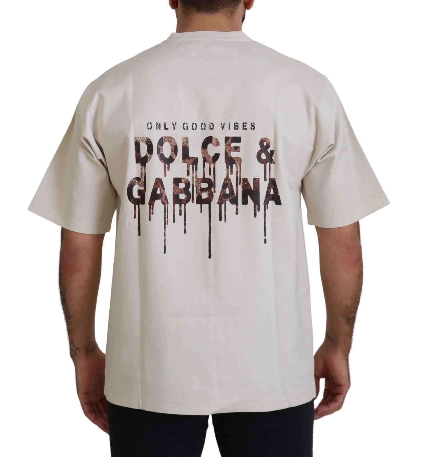 Dolce & Gabbana Ivory Cotton Ivory Printed Crew Neck-4