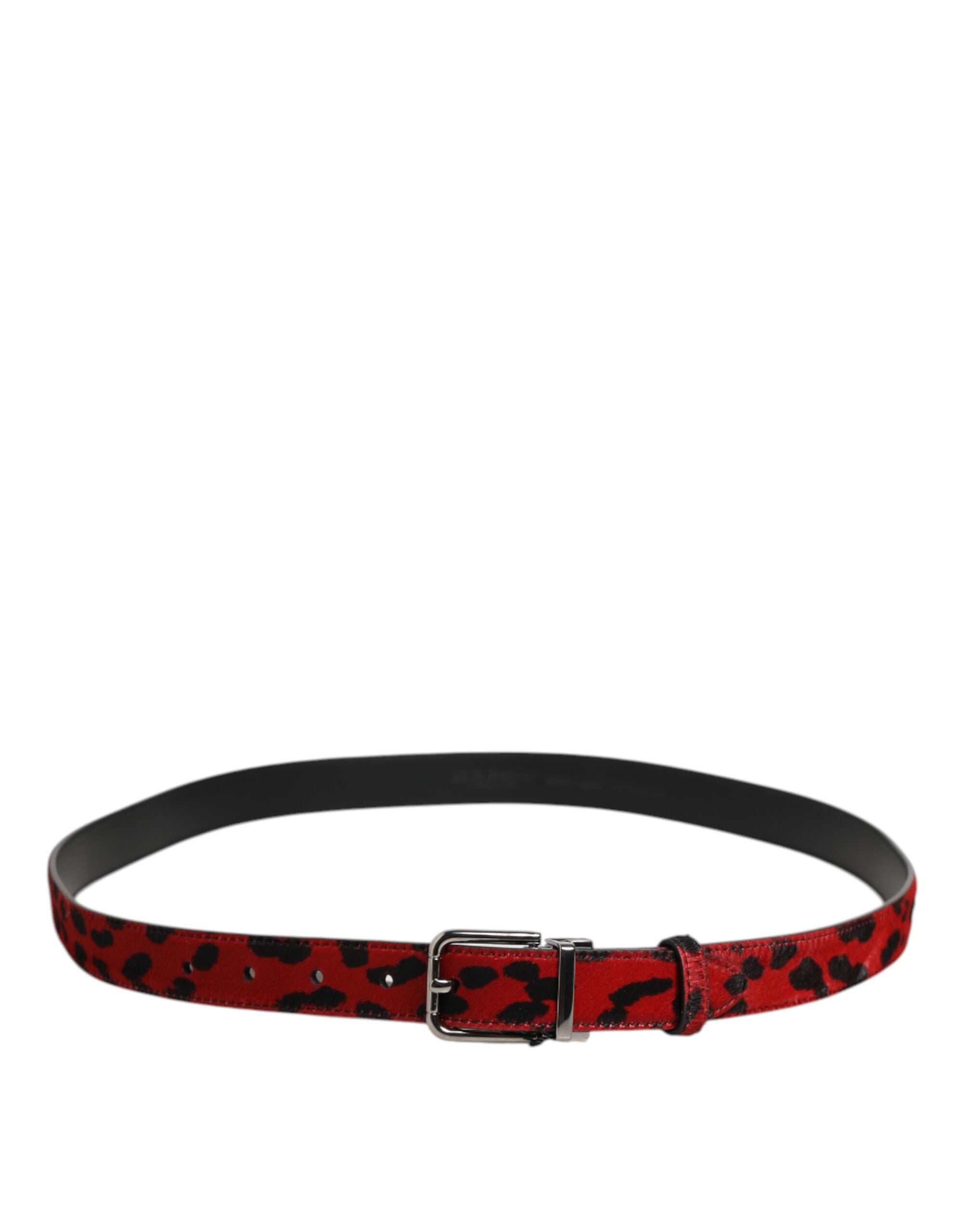 Dolce & Gabbana Rot Schwarz Pony Leder Metallschnalle Männer Gürtel-4