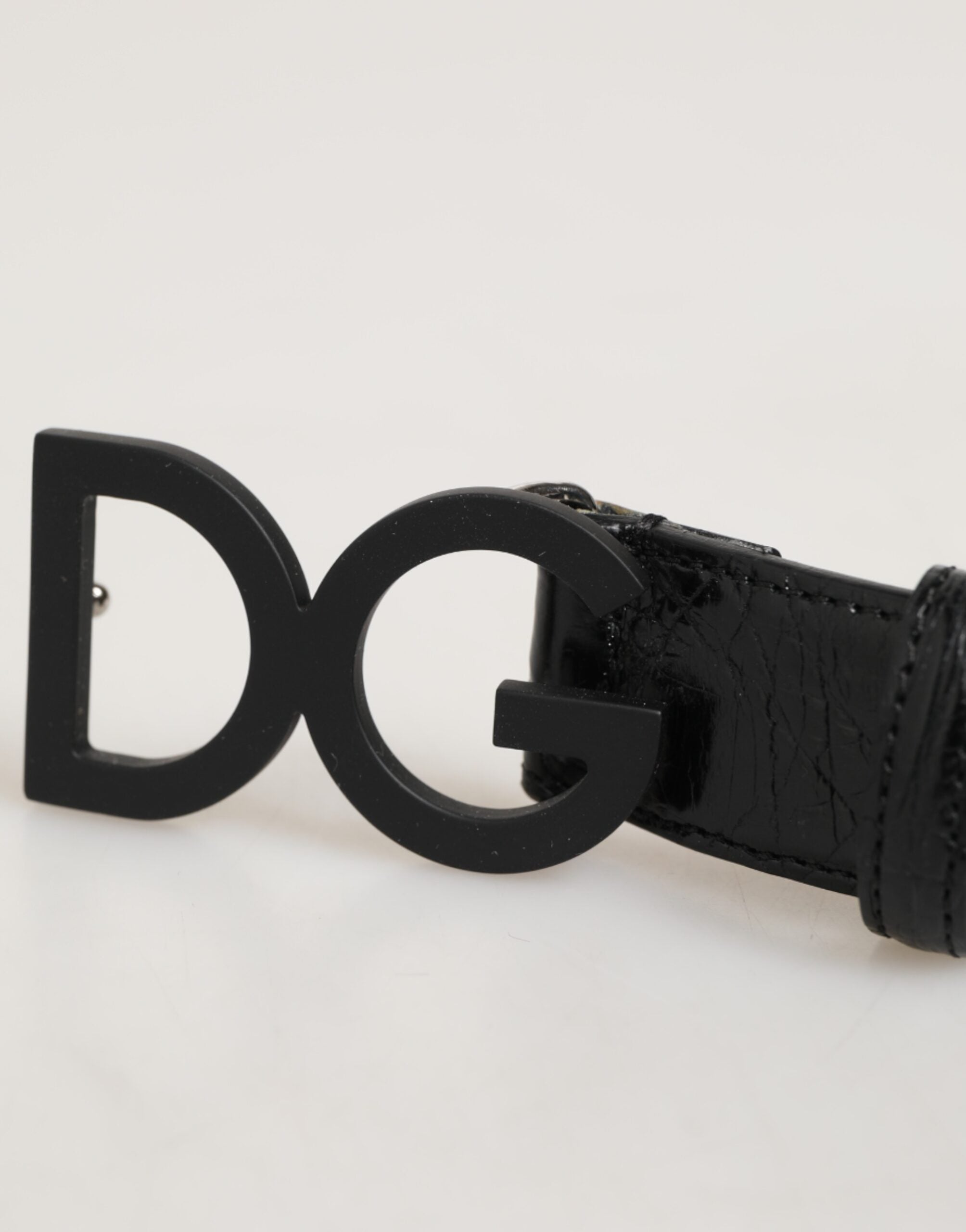 Cinturón de piel exótica negra Dolce & Gabbana con hebilla metálica con el logotipo-3