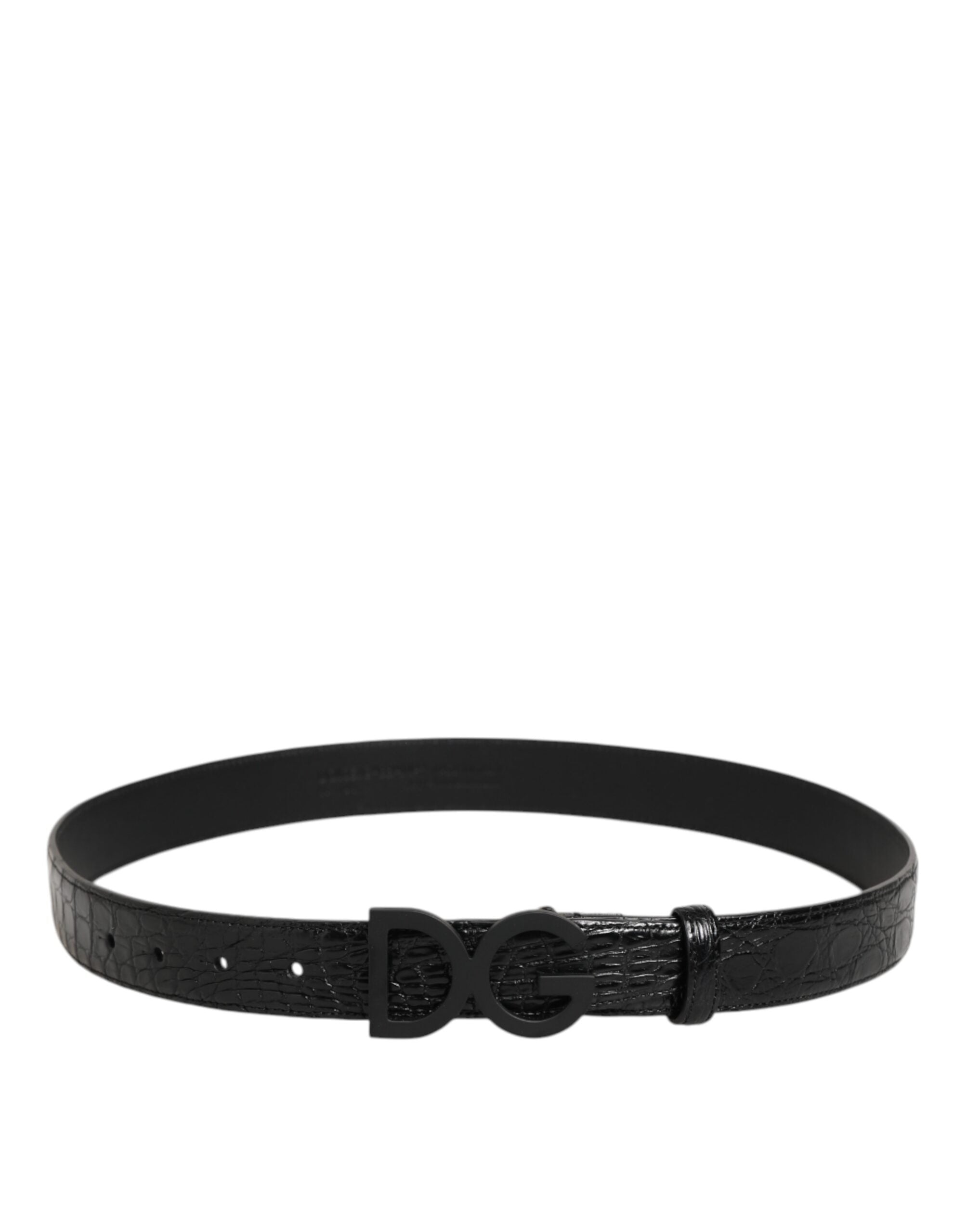 Cinturón de piel exótica negra Dolce & Gabbana con hebilla metálica con el logotipo-5