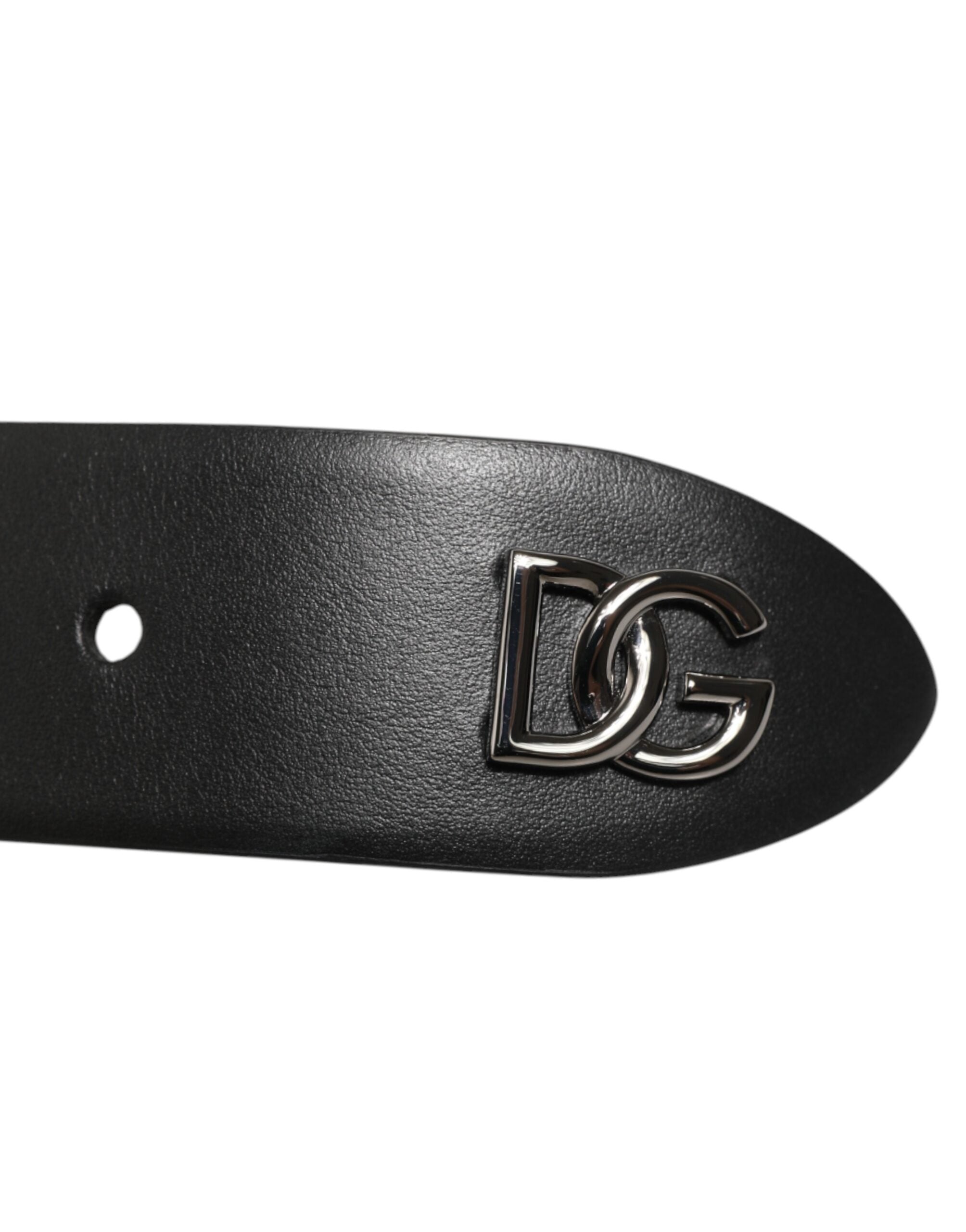 Dolce & Gabbana Black Calfskin Studded Belt with Silver Buckle-4