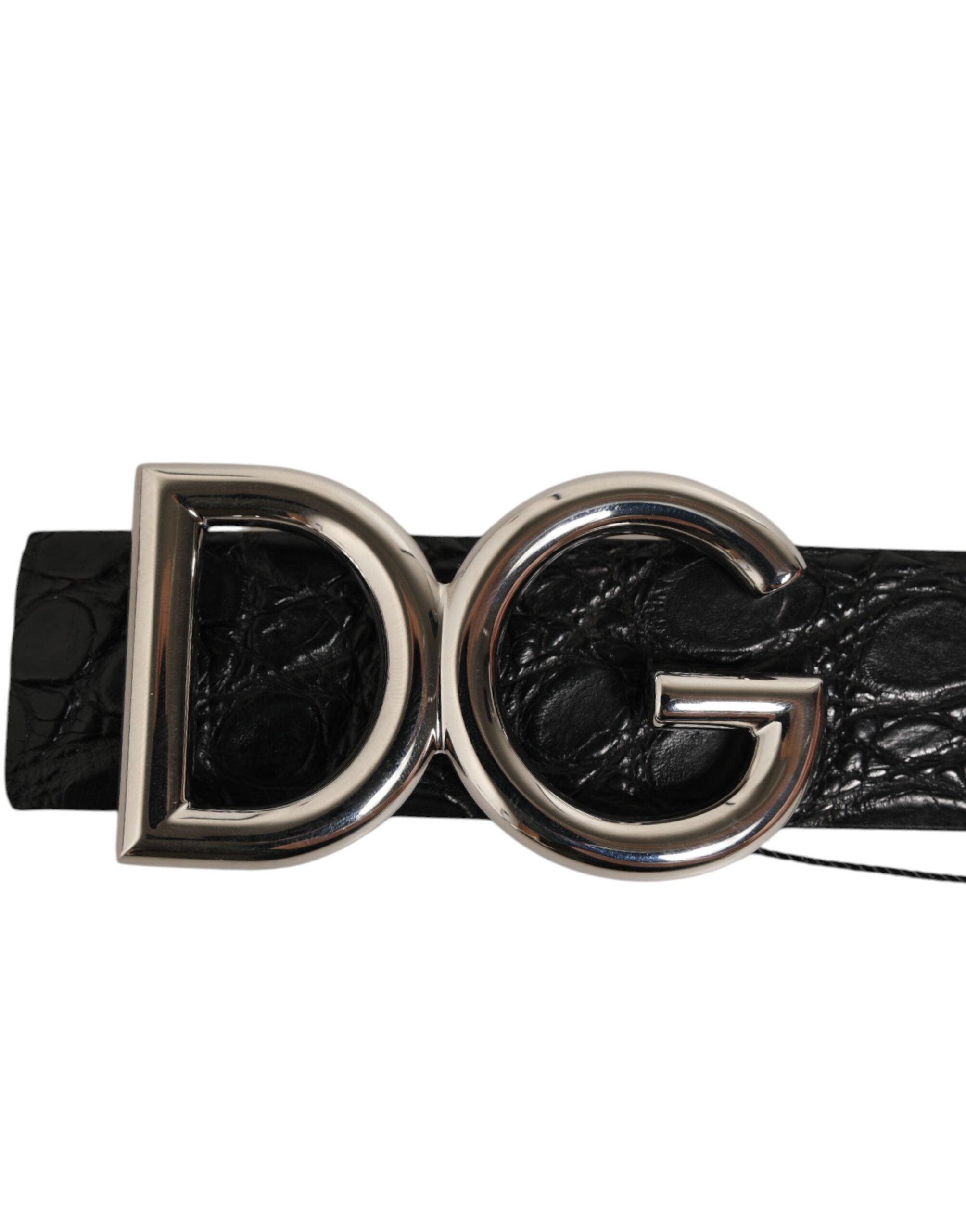 Dolce & Gabbana Black Exotic Leather DG Logo Buckle Belt-6