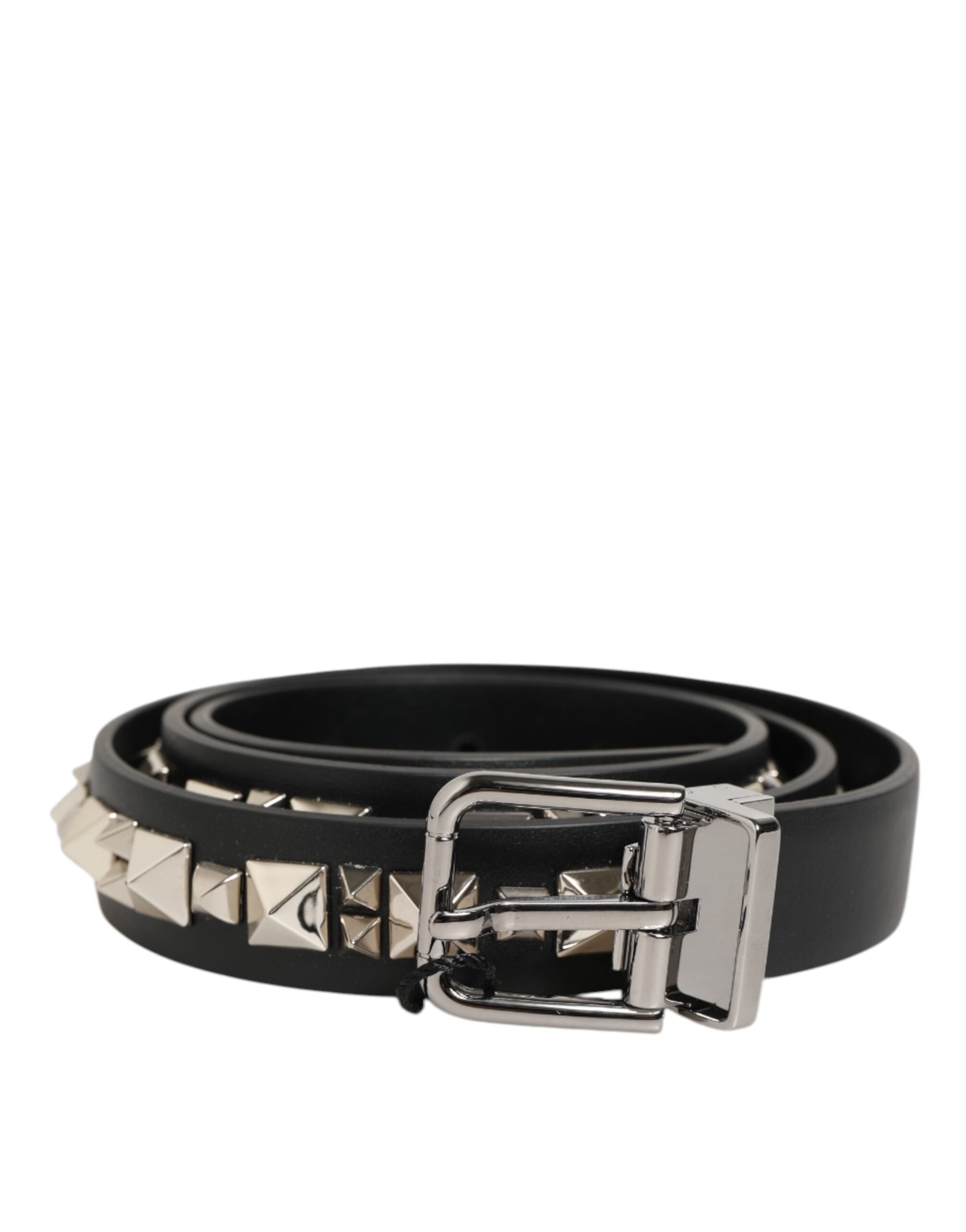 Dolce & Gabbana Schwarzer Leder Nietengürtel mit silberfarbener Schnalle-2