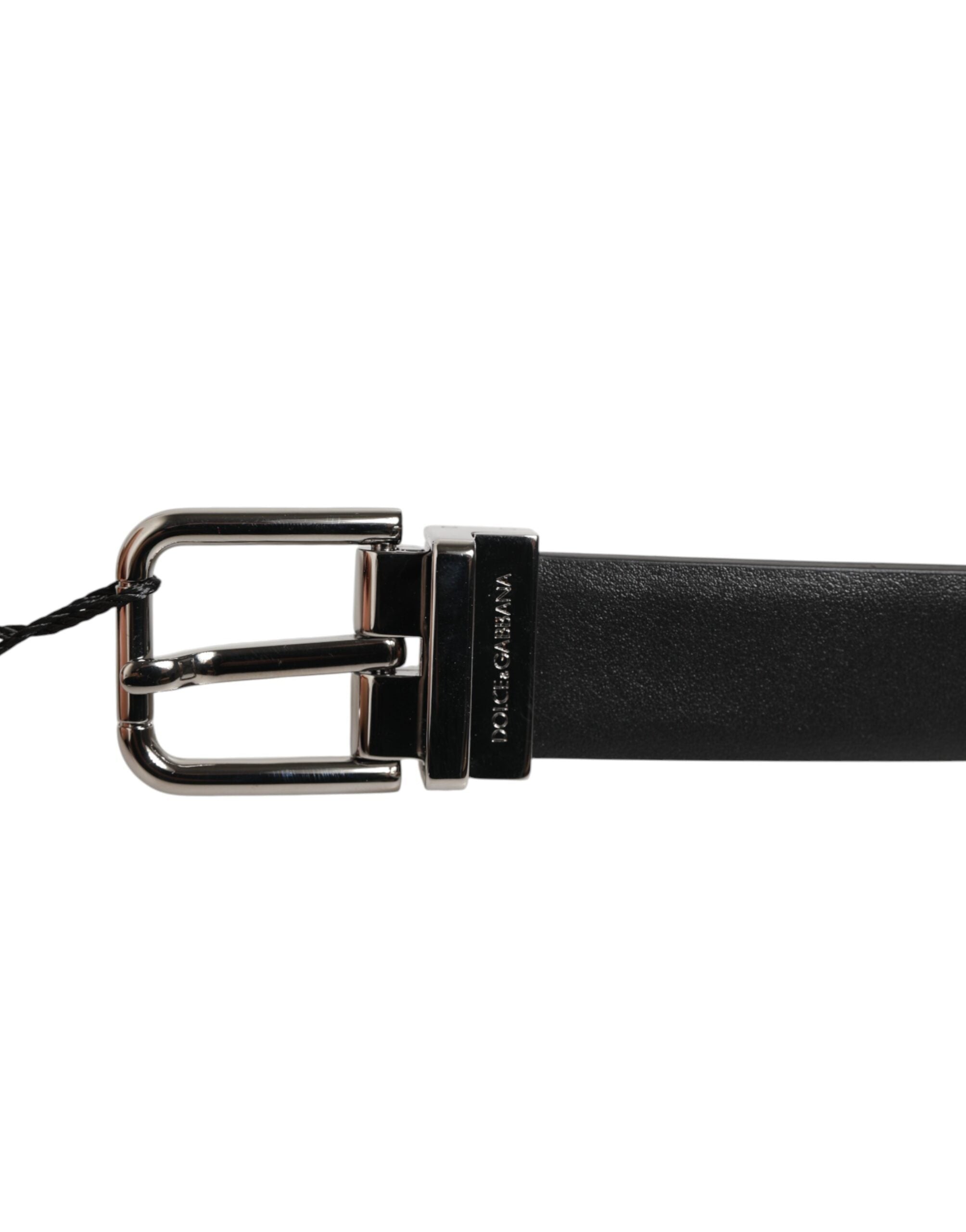 Dolce & Gabbana Schwarzer Leder Nietengürtel mit silberfarbener Schnalle-3