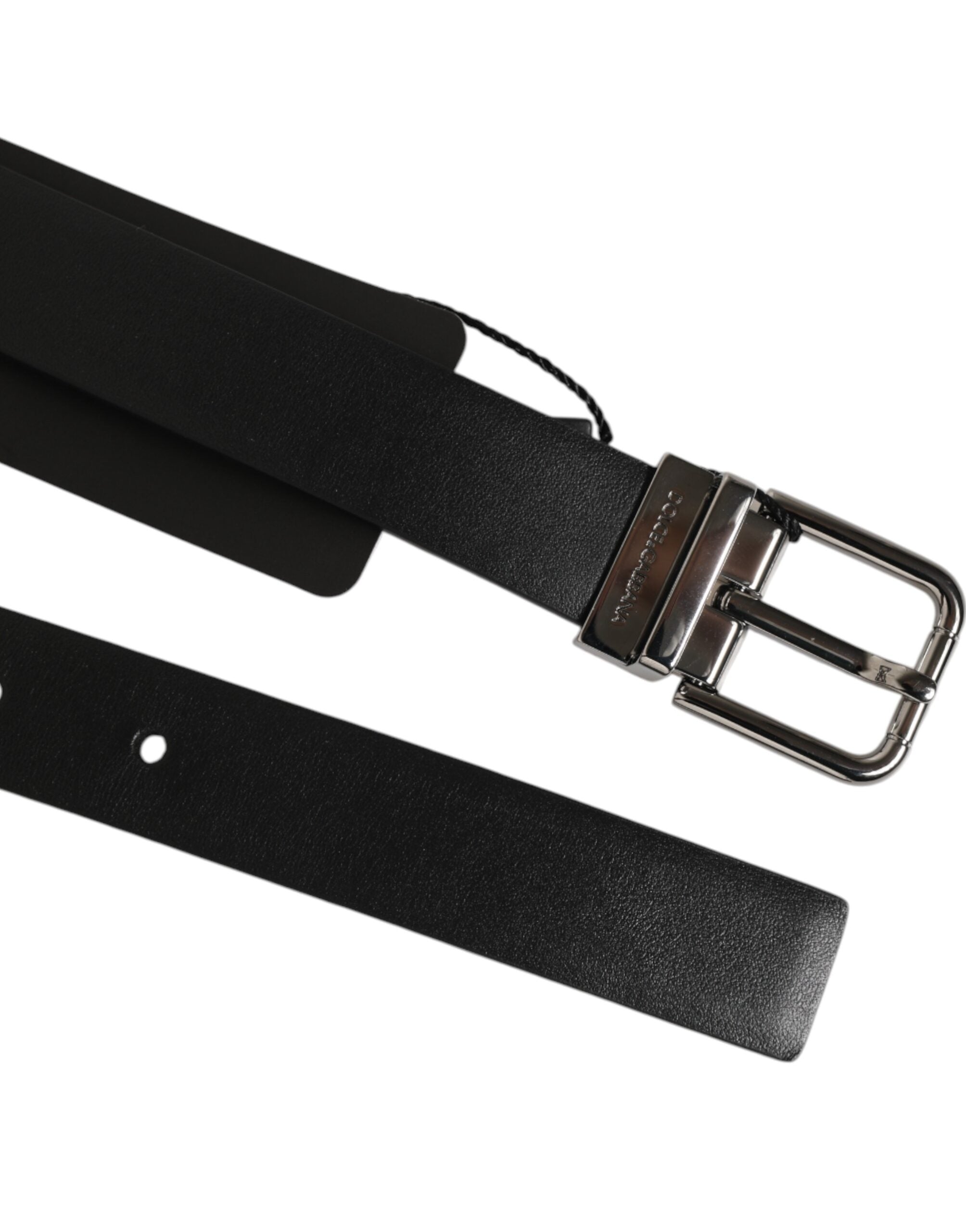 Dolce & Gabbana Schwarzer Leder Nietengürtel mit silberfarbener Schnalle-5