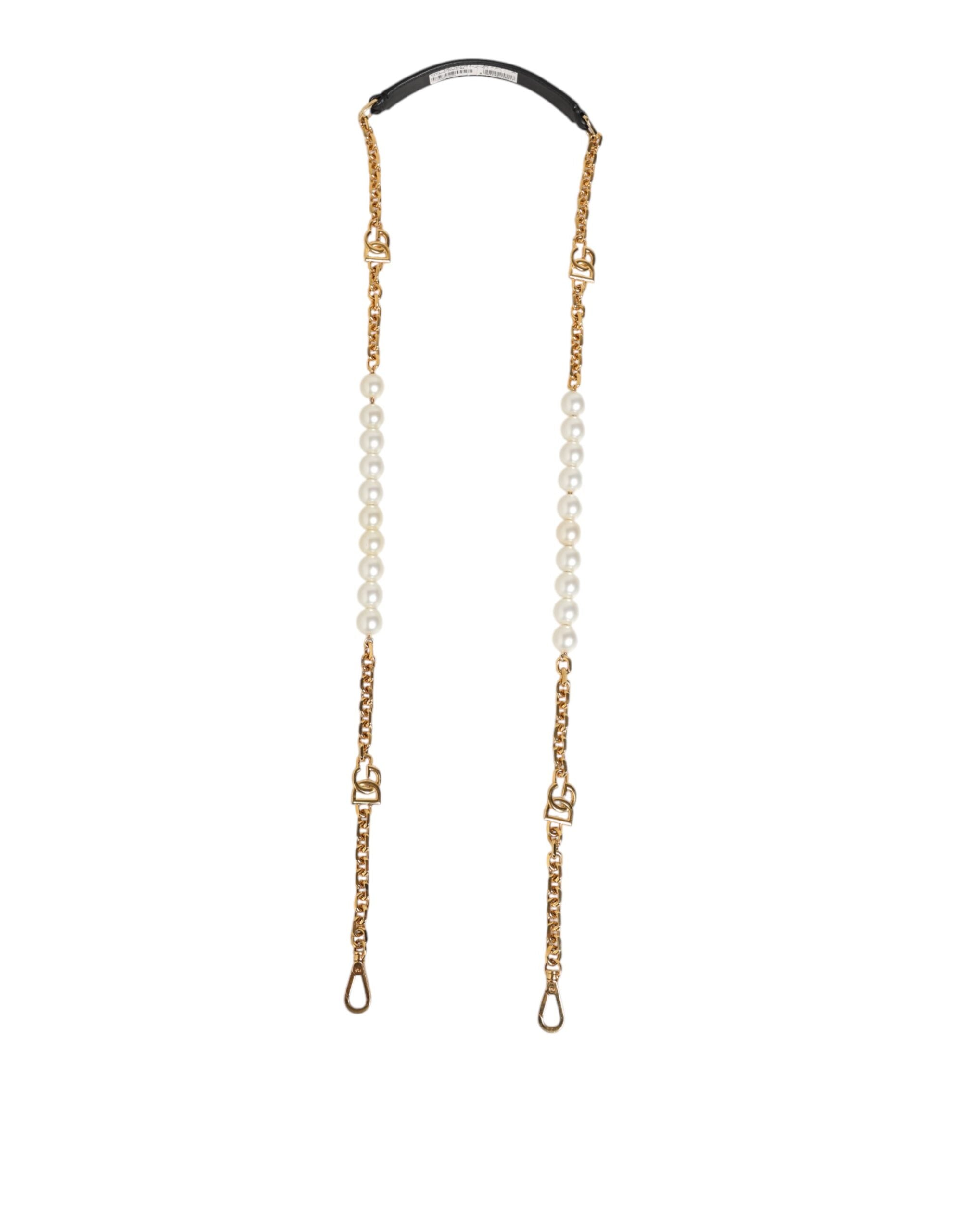Dolce & Gabbana Black Leather Gold Chain Bag Accessory Shoulder Strap-2