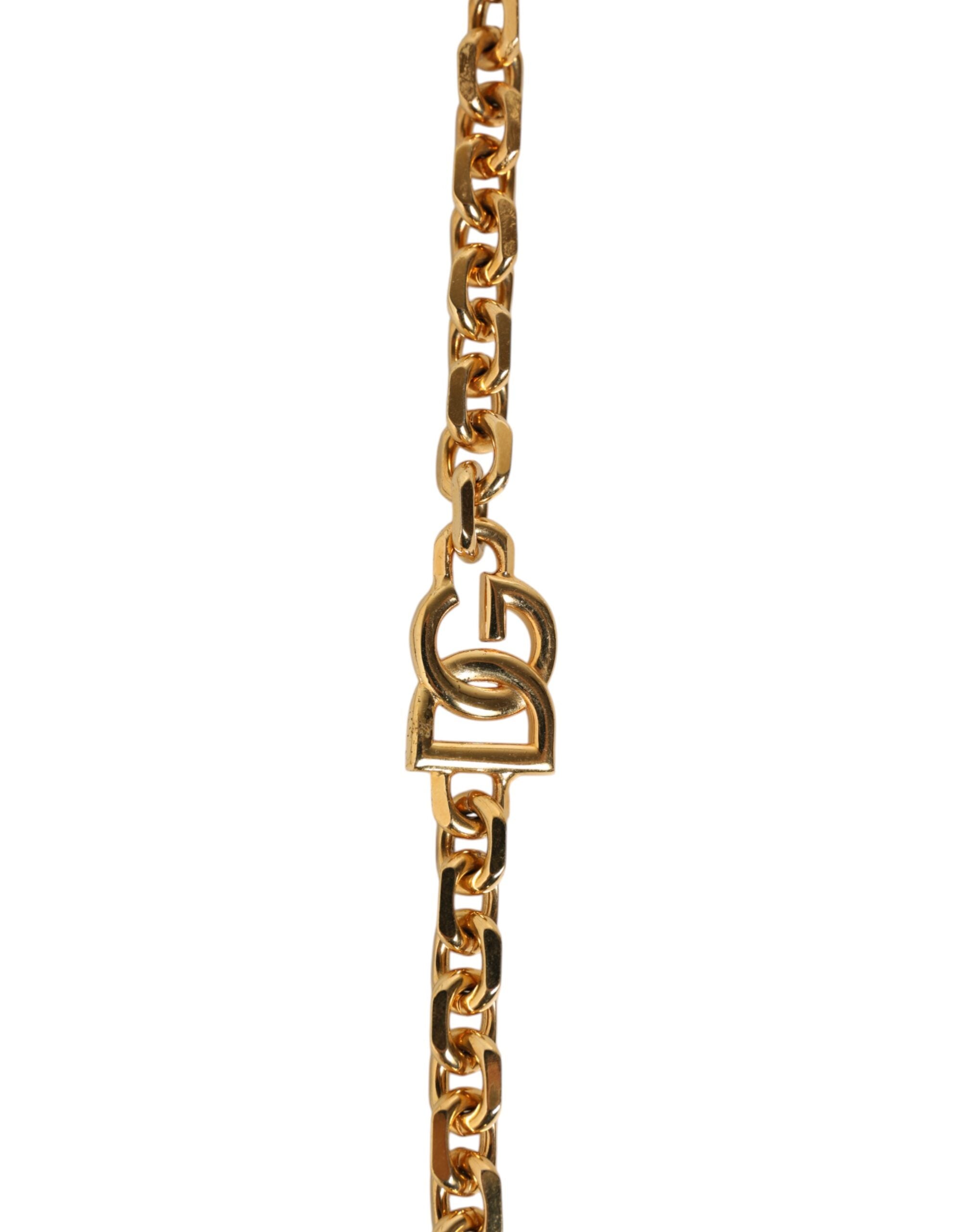 Dolce & Gabbana Black Leather Gold Chain Bag Accessory Shoulder Strap-3