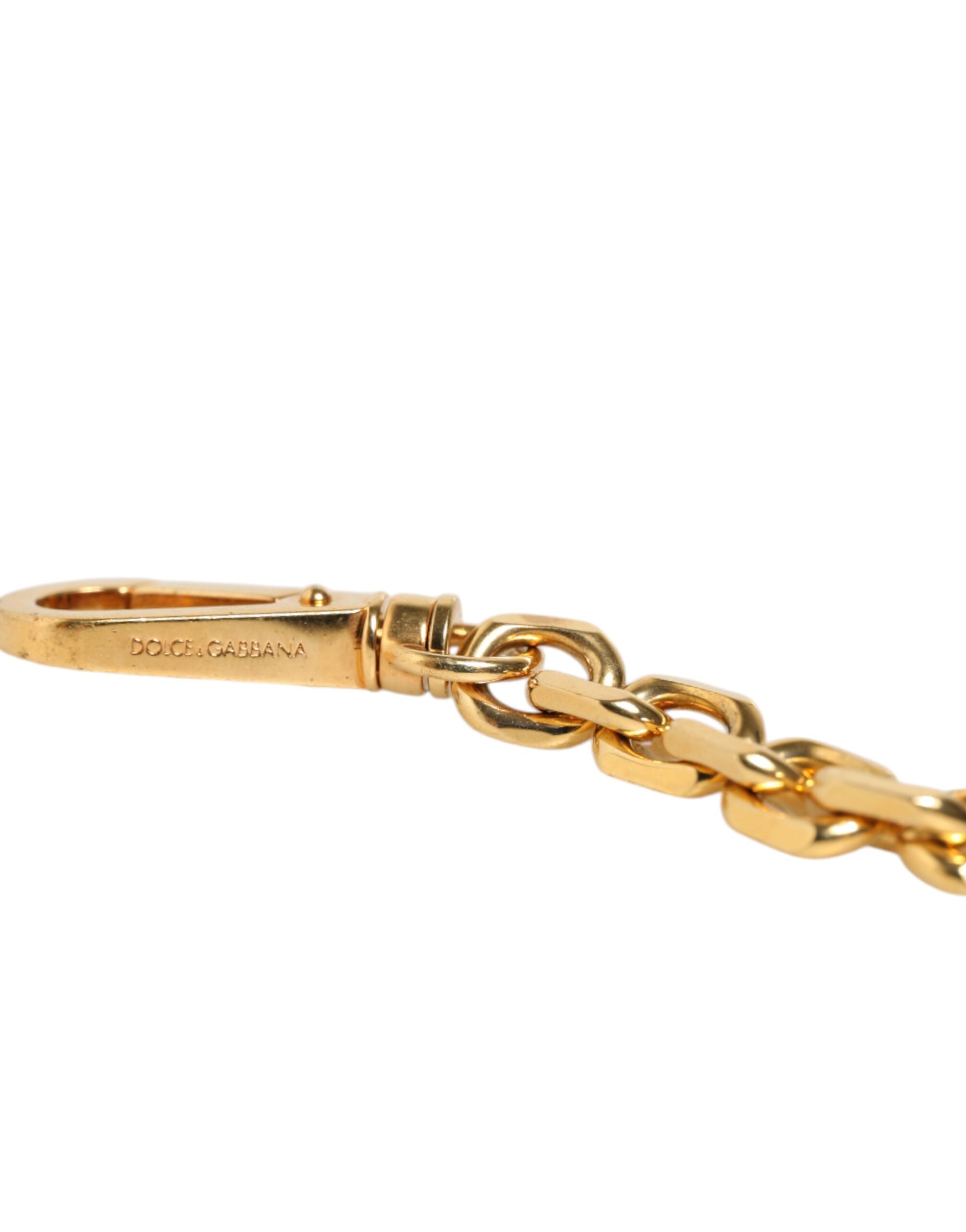 Dolce & Gabbana Black Leather Gold Chain Bag Accessory Shoulder Strap-5