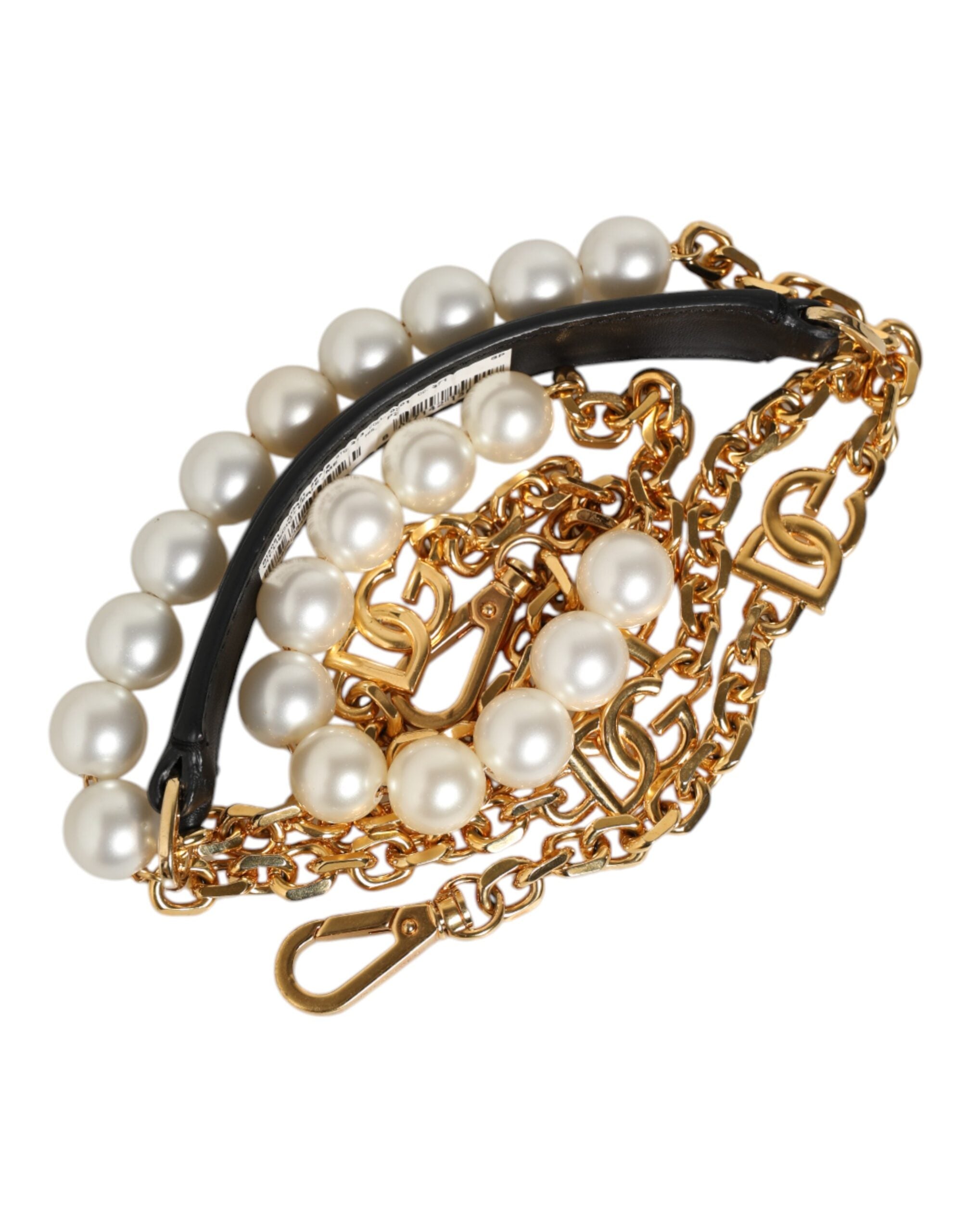 Dolce & Gabbana Black Leather Gold Chain Bag Accessory Shoulder Strap-6