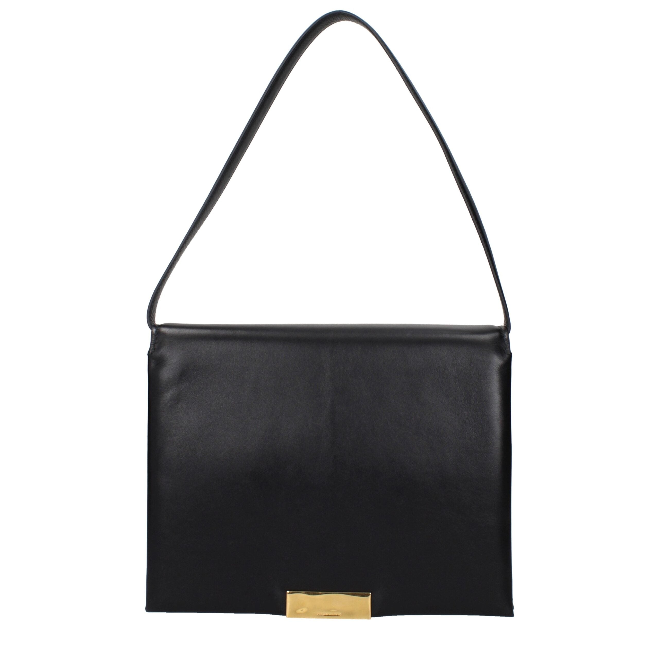 Jil Sander Schwarze Leder Umhängetasche-1