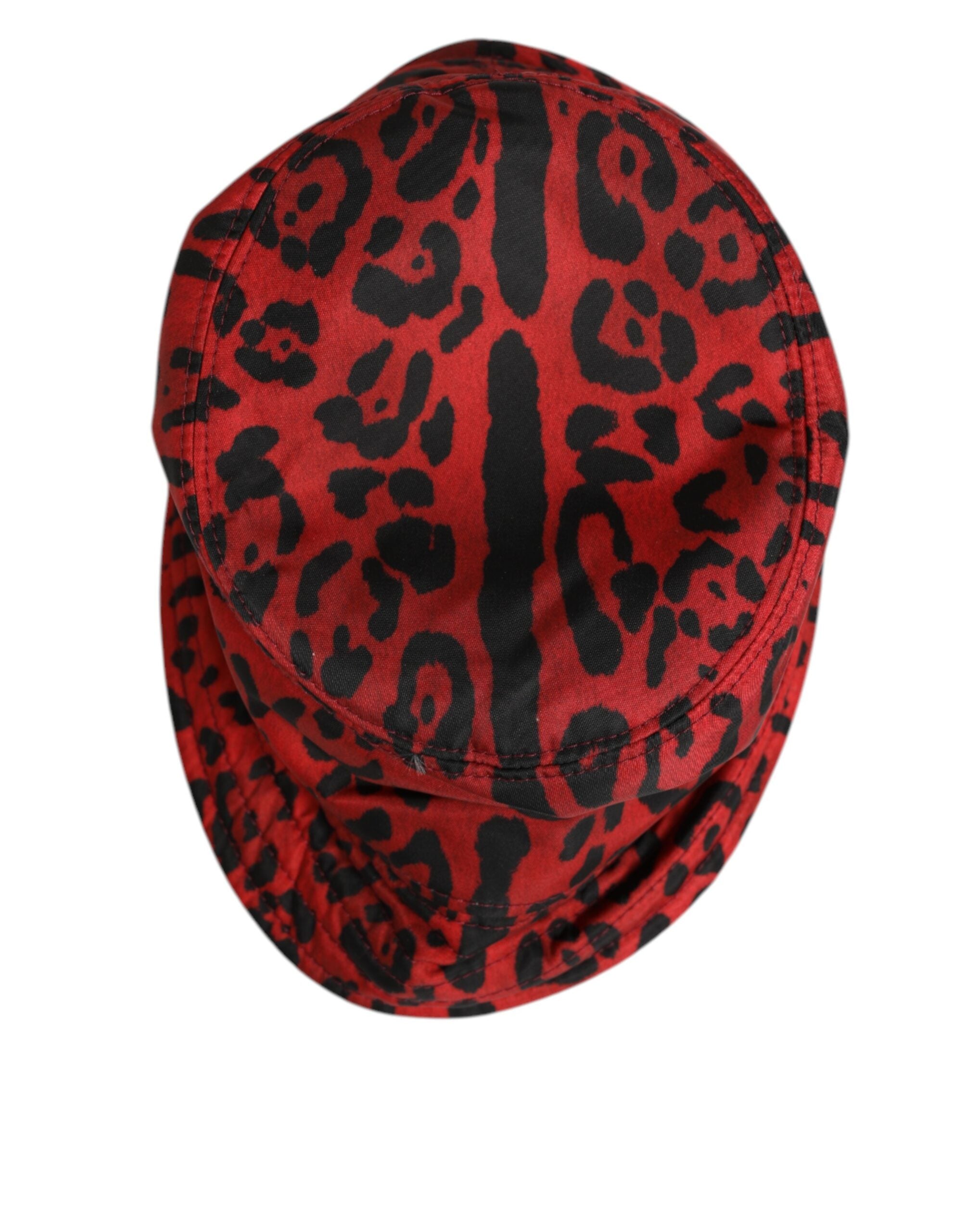 Dolce & Gabbana Rot Schwarz Nylon Leopard Print Eimer Männer Kappe Hut-3