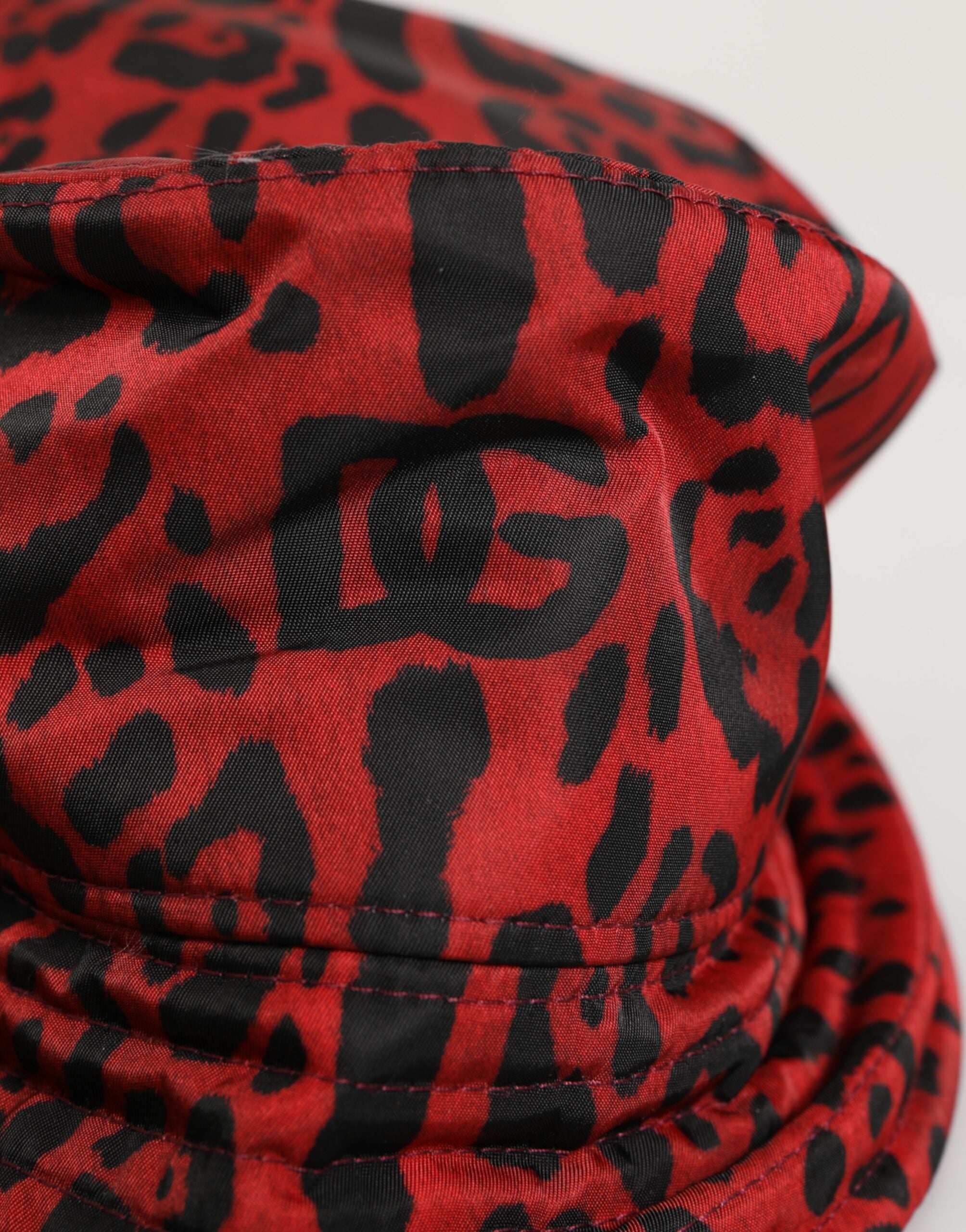 Dolce & Gabbana Rot Schwarz Nylon Leopard Print Eimer Männer Kappe Hut-6