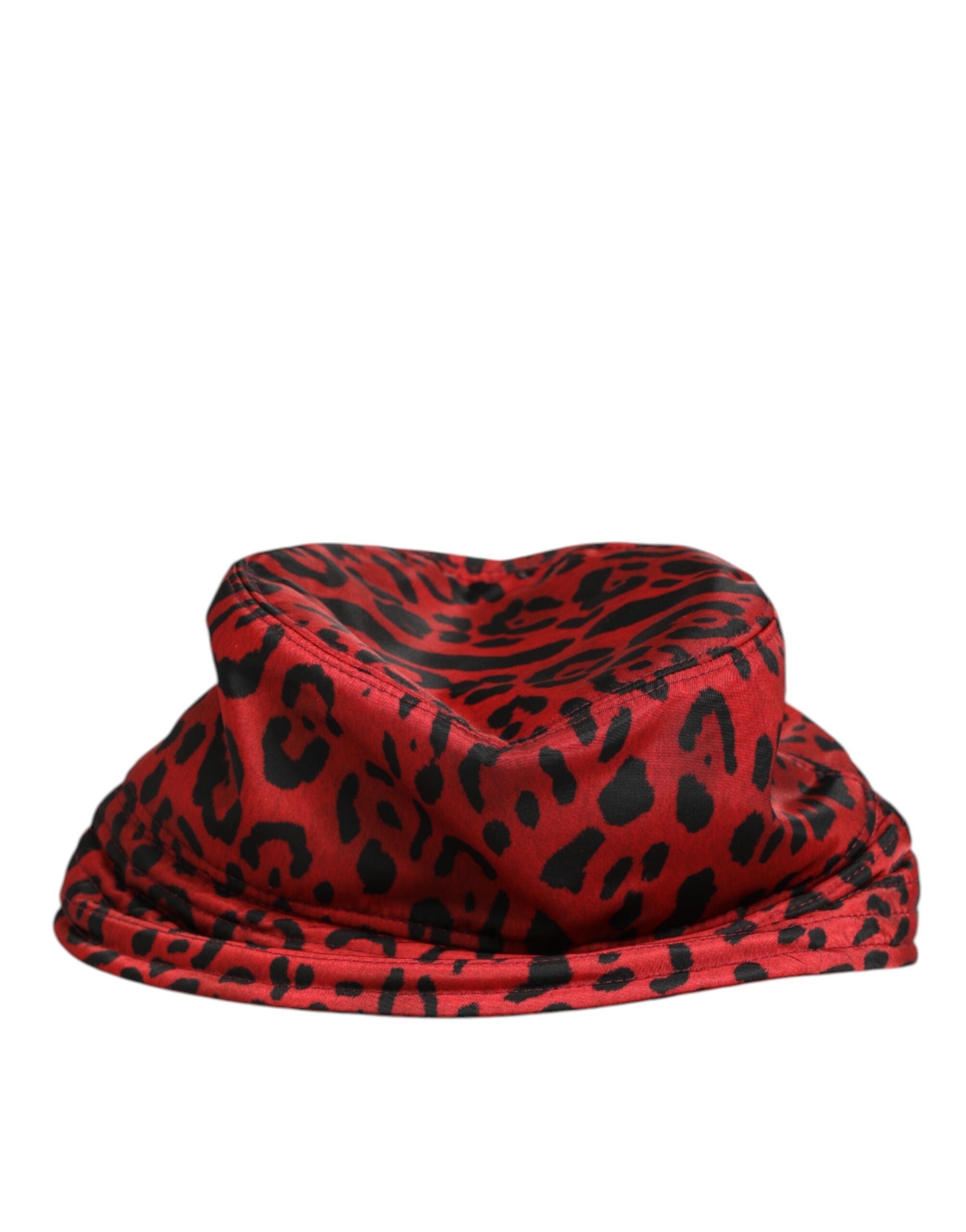 Dolce & Gabbana Rot Schwarz Nylon Leopard Print Eimer Männer Kappe Hut-5