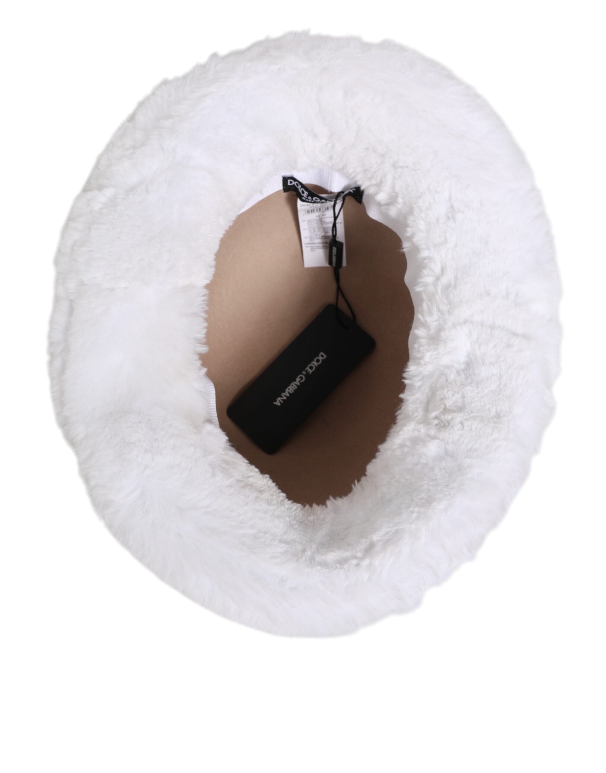 Dolce & Gabbana Weiß Modacryl Pelz Eimer Männer Capello Hut-6