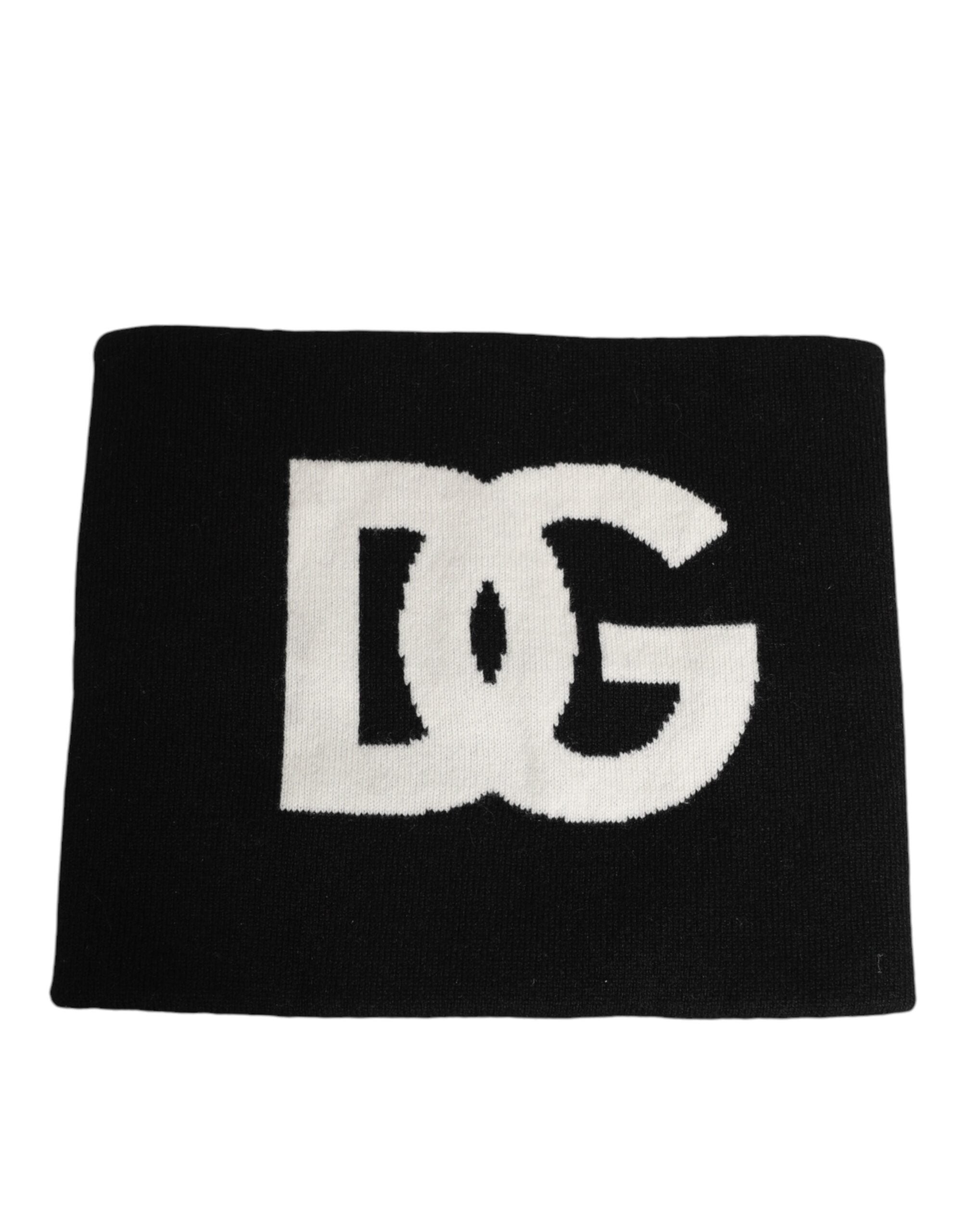 Dolce & Gabbana Schwarzer D&G Logo Kaschmir Strickschal für Männer Einheitsgröße-1