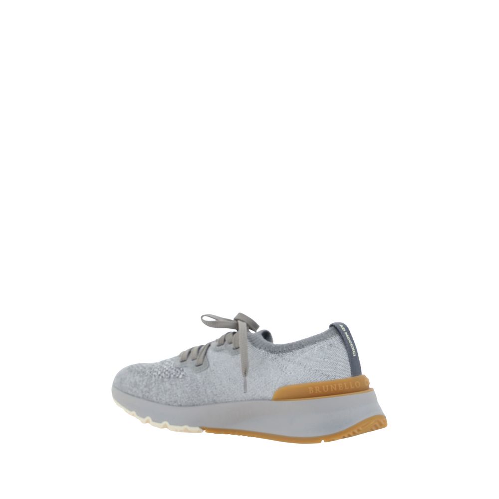Brunello Cucinelli Graue Sneaker aus Baumwolle im Athletic-Stil-3