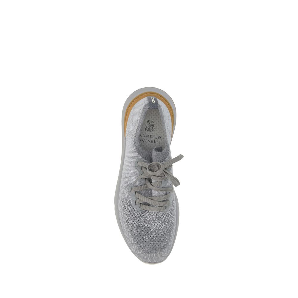 Brunello Cucinelli Graue Sneaker aus Baumwolle im Athletic-Stil-4