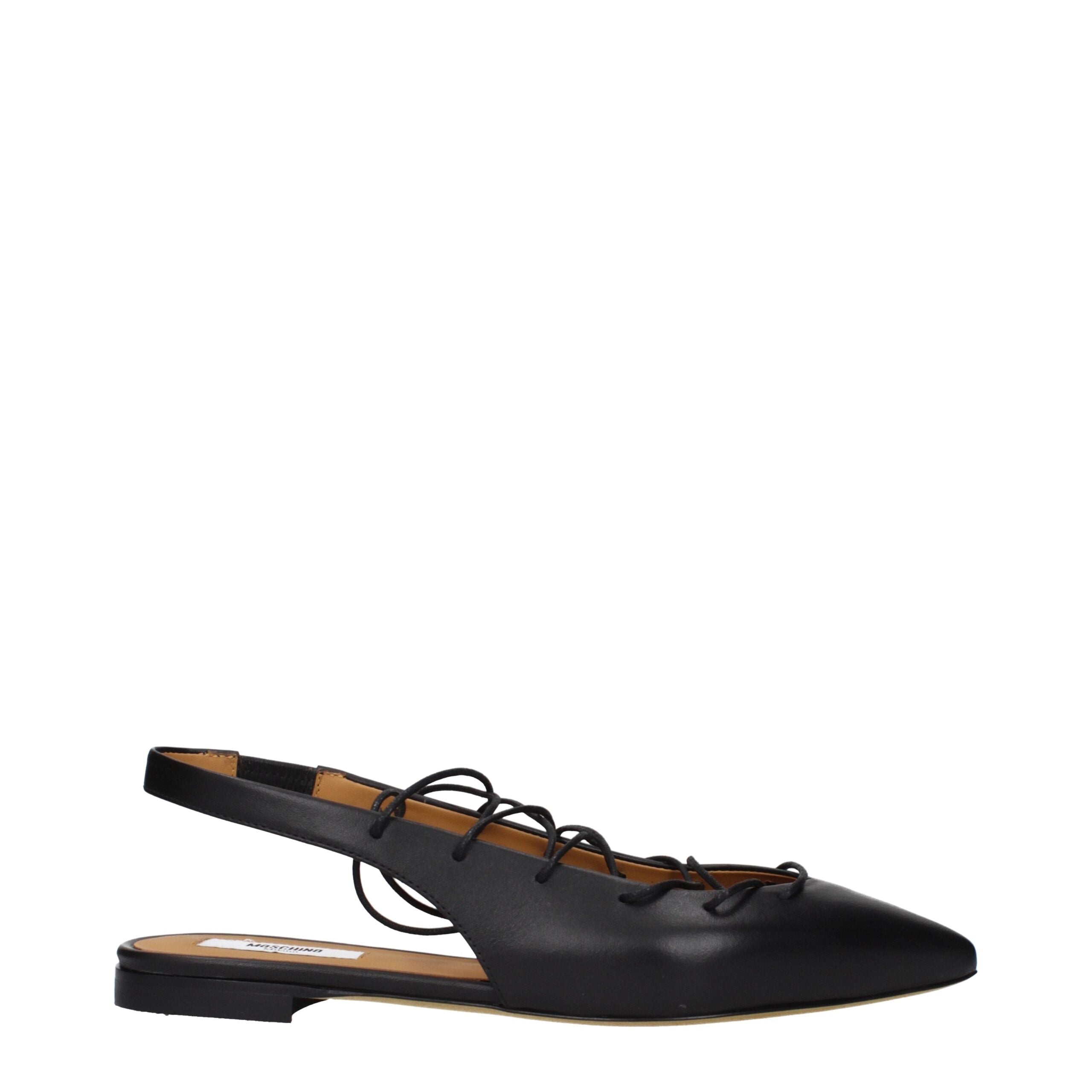 Moschino Schwarze Leder-Ballerinas-1