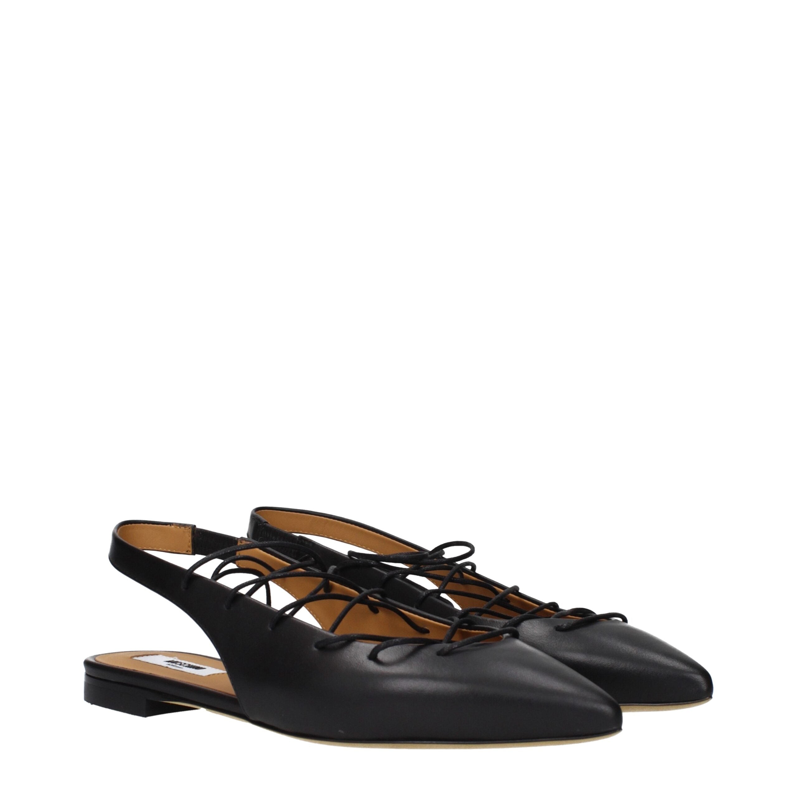 Moschino Schwarze Leder-Ballerinas-2