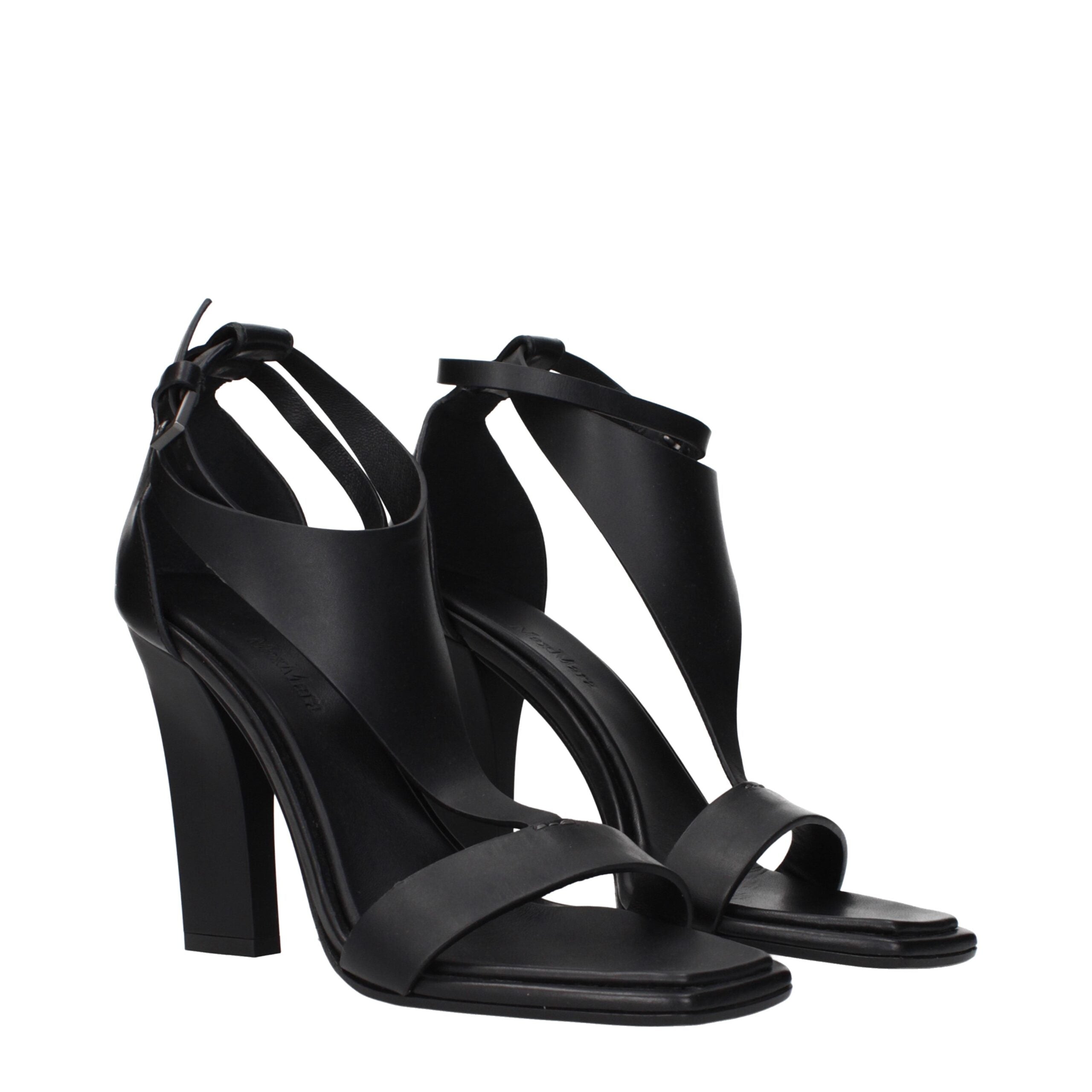 Max Mara Schwarze Leder-Stiletto-Sandalen-2