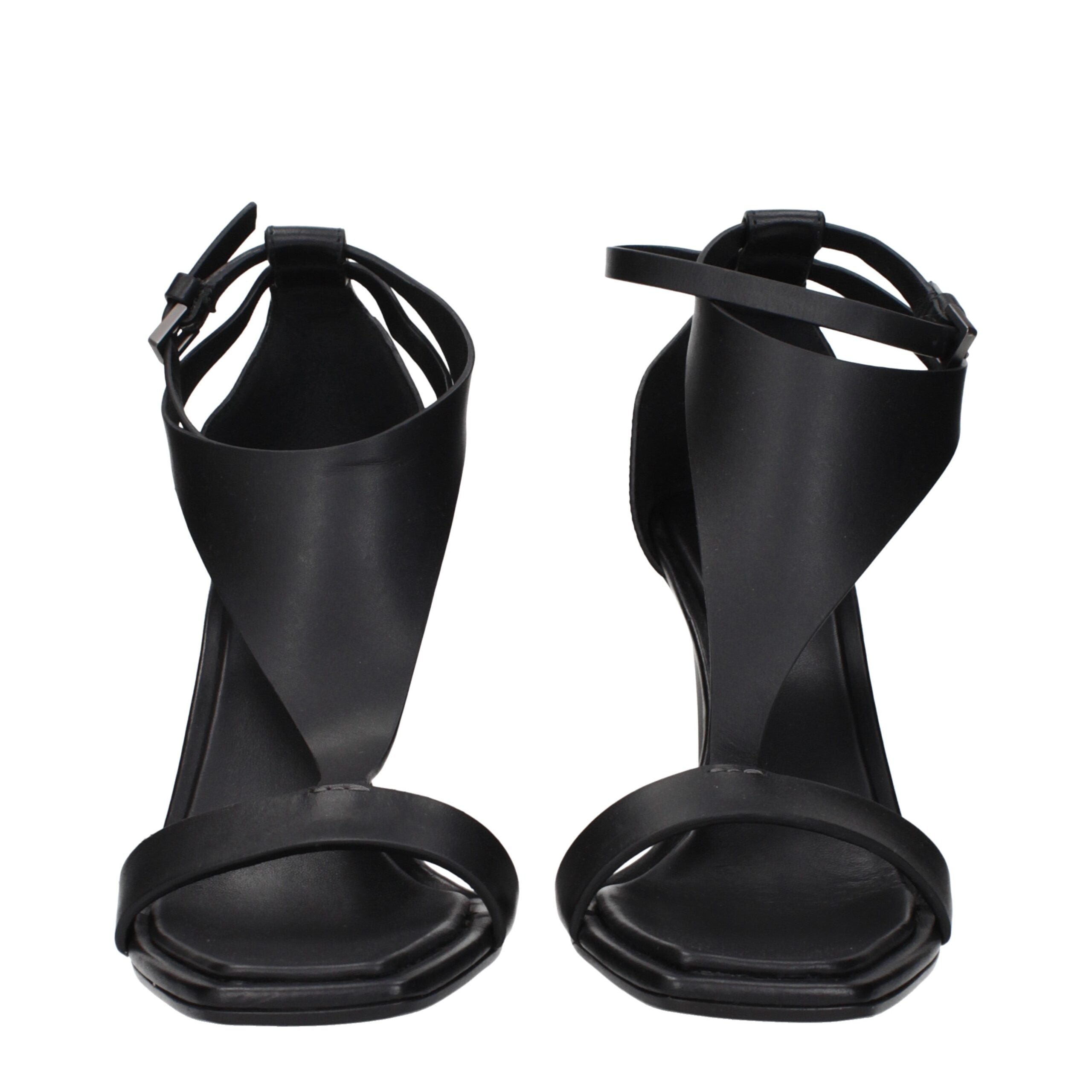 Max Mara Schwarze Leder-Stiletto-Sandalen-3