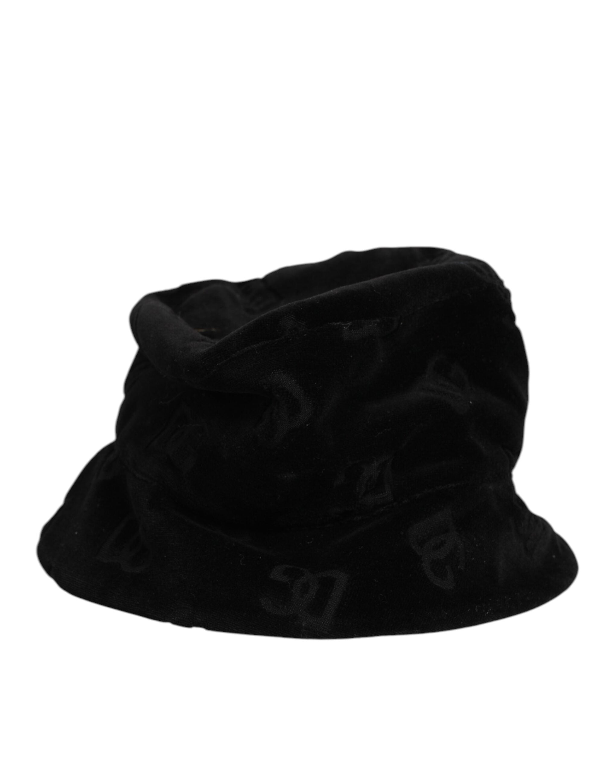 Dolce & Gabbana Black Cotton Suede Bucket Logo Capello Hat-2