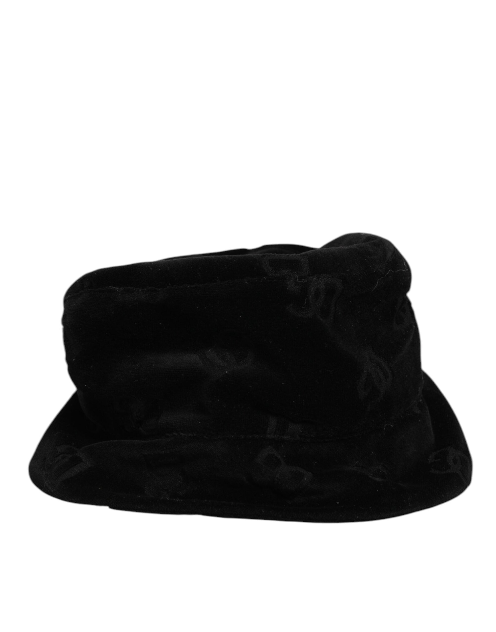 Dolce & Gabbana Black Cotton Suede Bucket Logo Capello Hat-3