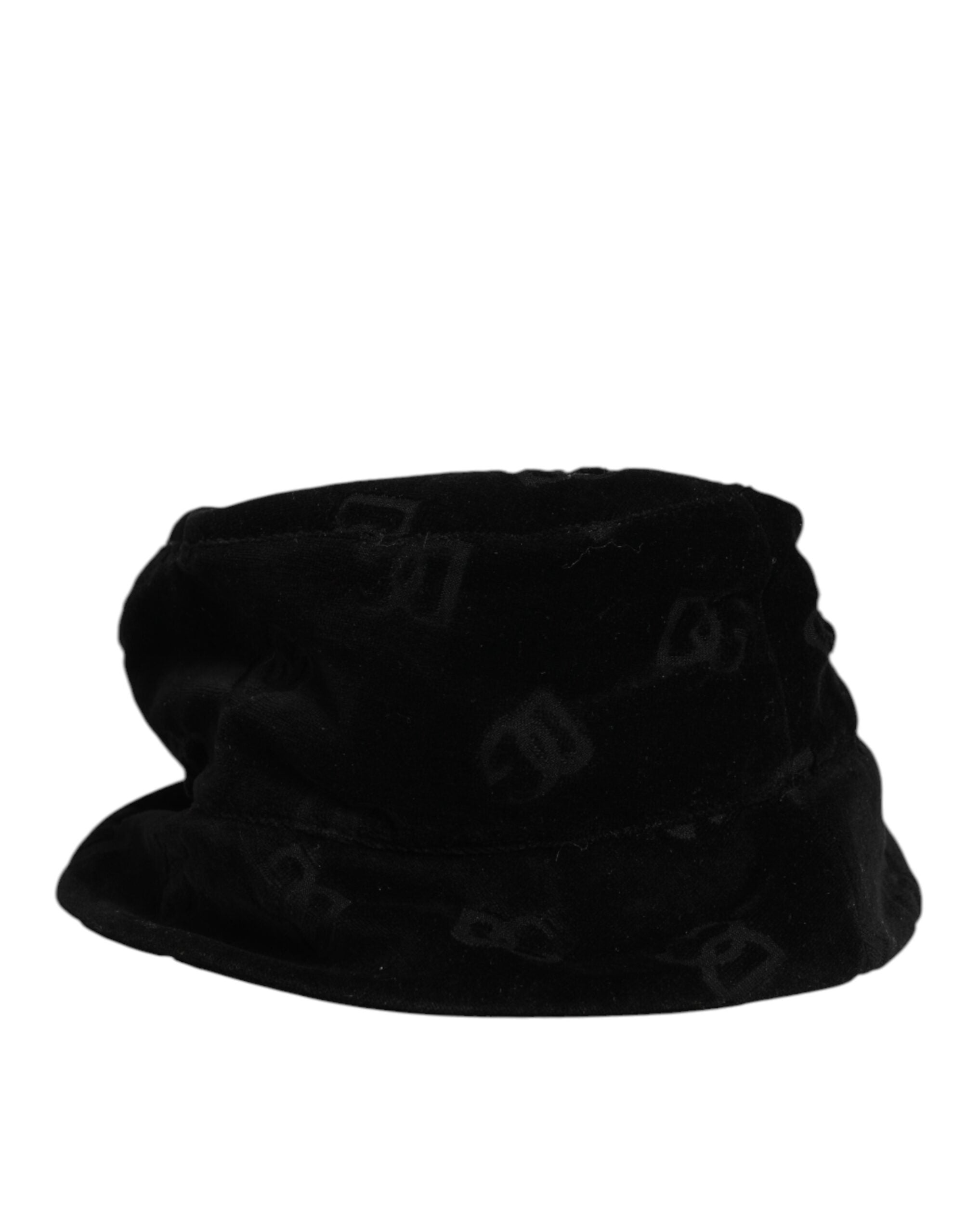 Dolce & Gabbana Black Cotton Suede Bucket Logo Capello Hat-4