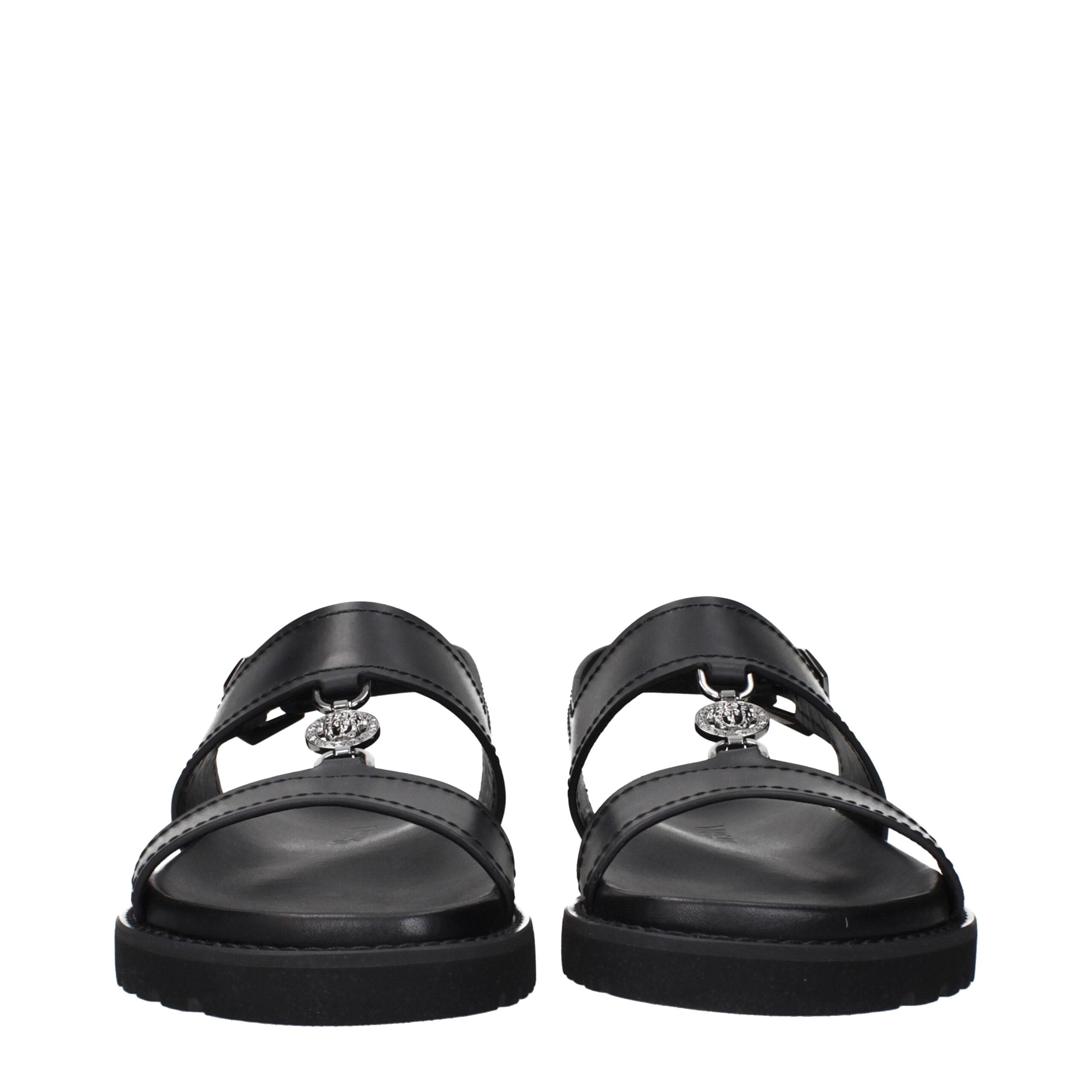 Versace Schwarze flache Sandalen aus Leder-3