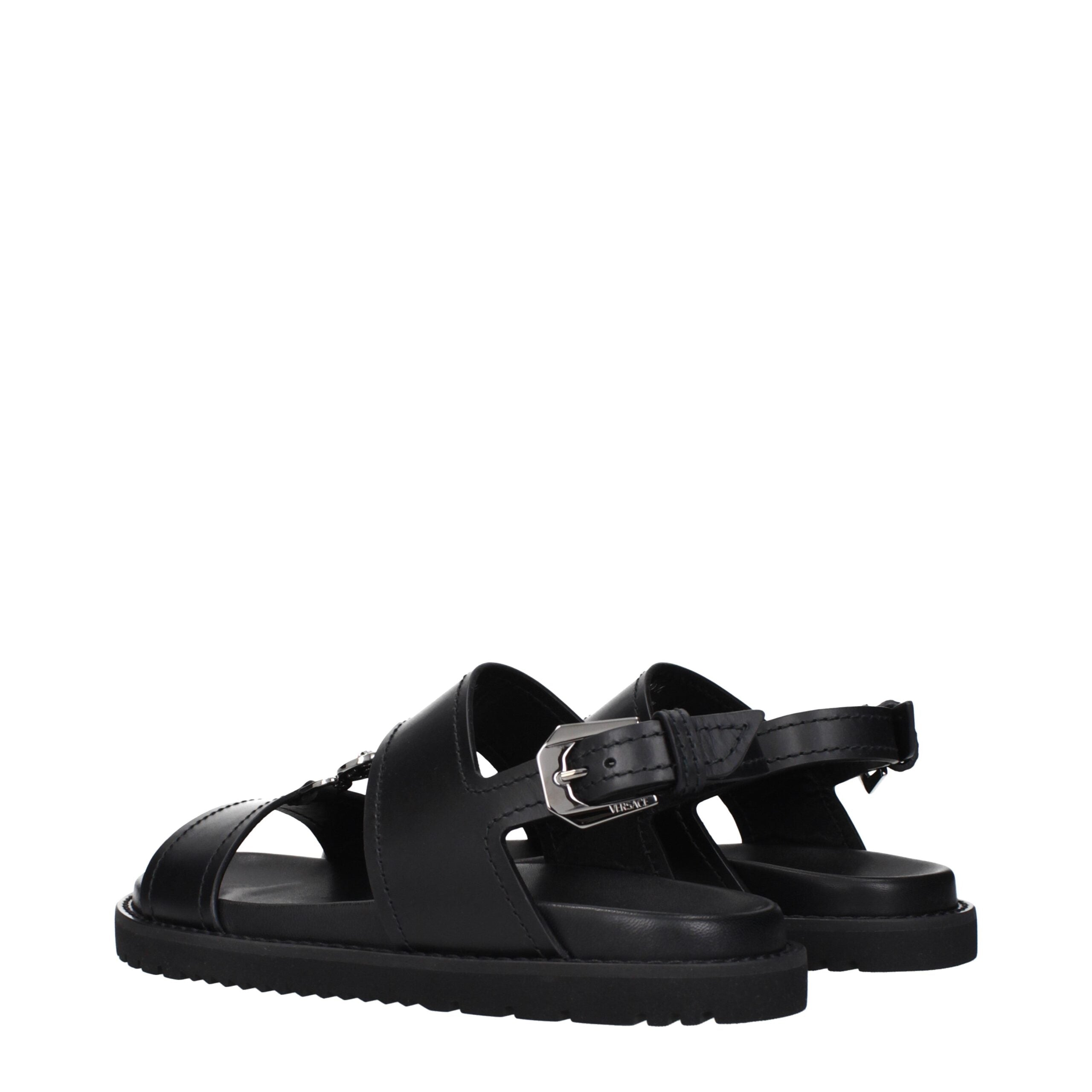 Versace Schwarze flache Sandalen aus Leder-4